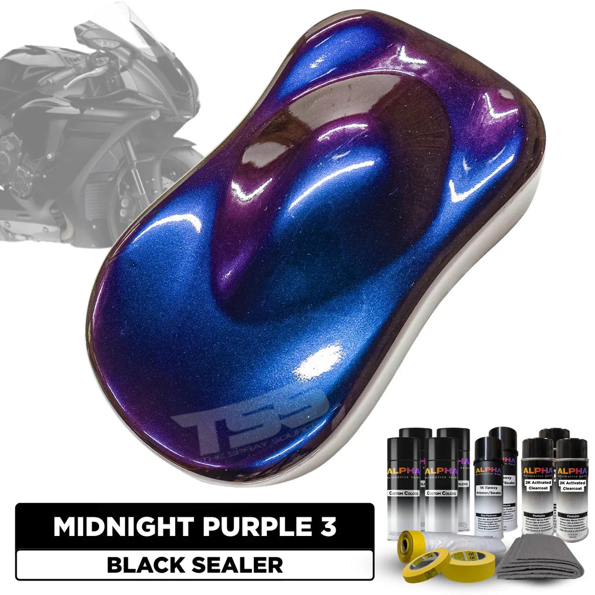 Midnight Purple 3 Alpha Custom Color Motorcycle Paint Kit