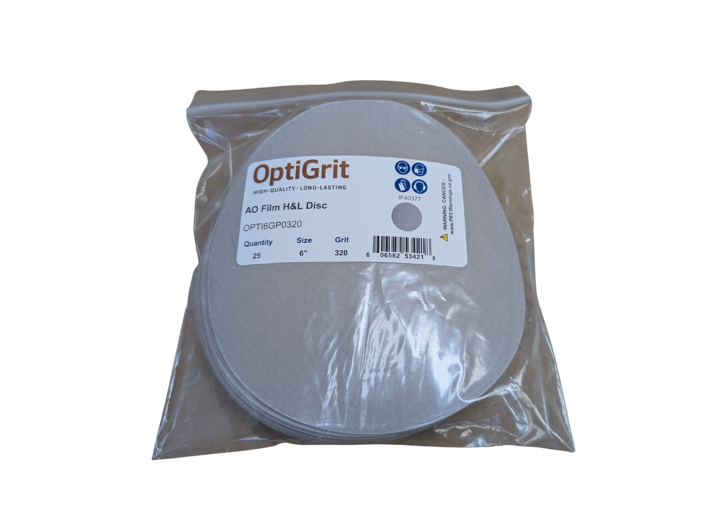 OptiGrit 6"Film Sandpaper Disc P320 - 25/pk
