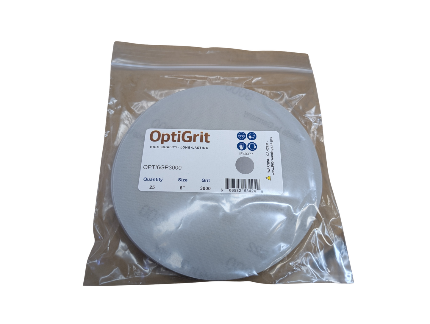 OptiGrit 6"Film Sandpaper Disc 3000 Grit - 25/pk