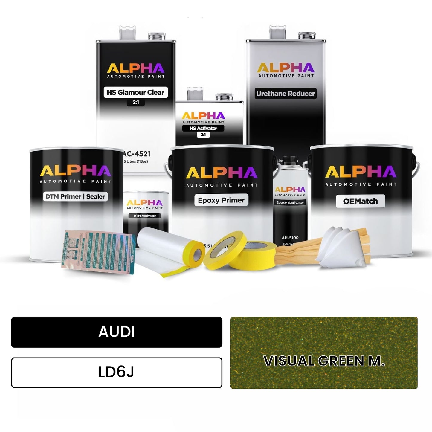 AUDI Visual Green Metallic LD6J OEMatch Vehicle Paint Kit