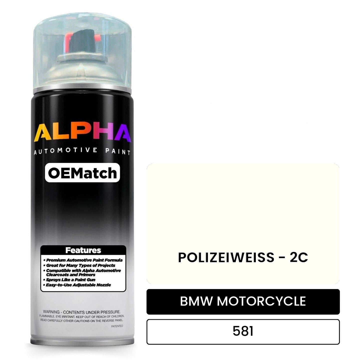 BMW MOTORCYCLE POLIZEIWEISS - 2C 581 OEMatch Spraycan