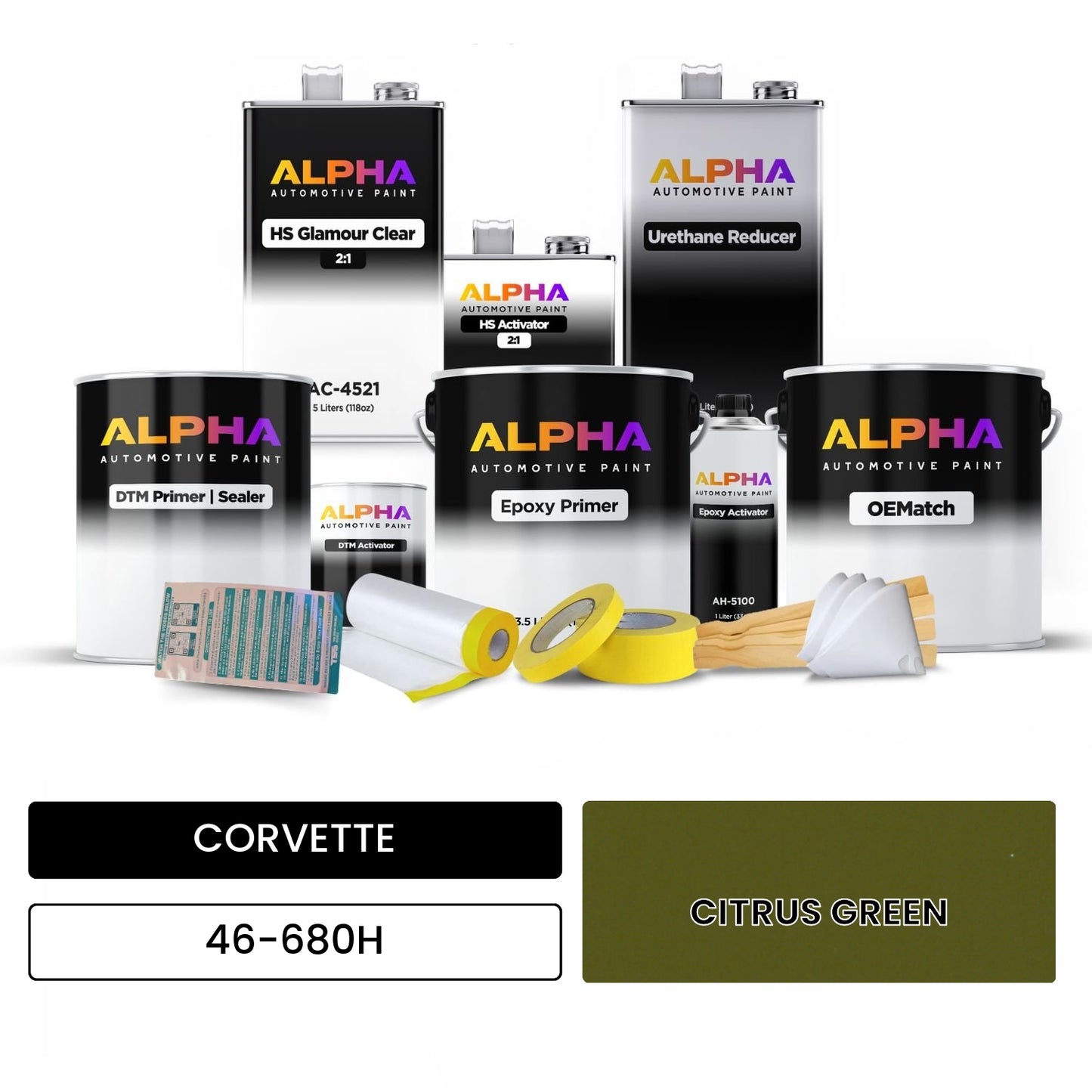 CORVETTE CITRUS GREEN 46-680H OEMatch Vehicle Paint Kit