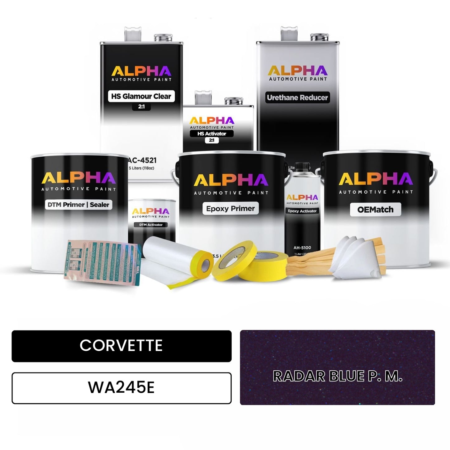 CORVETTE RADAR BLUE P. M. WA245E OEMatch Vehicle Paint Kit