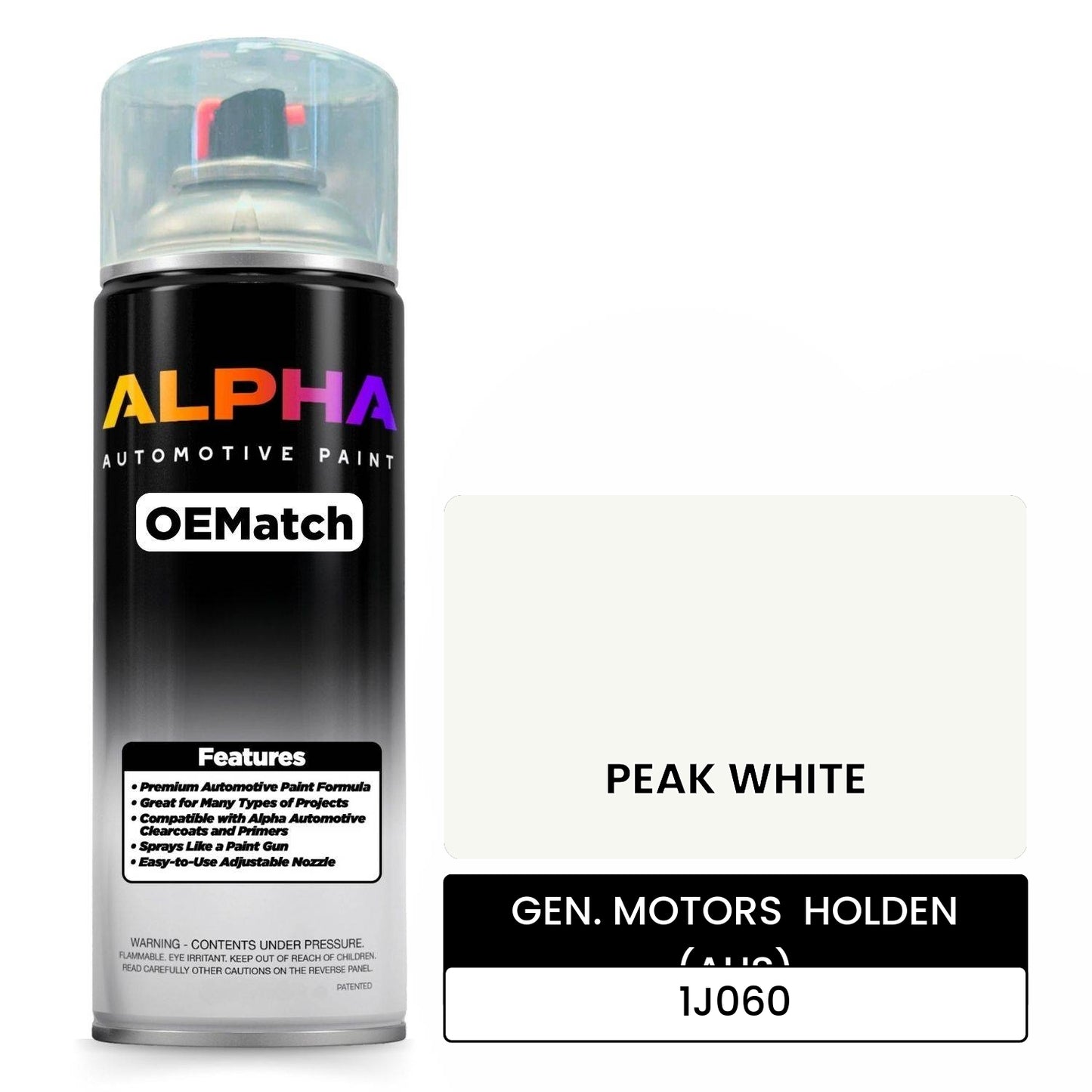 GEN. MOTORS HOLDEN (AUS) PEAK WHITE 1J060 OEMatch Spraycan