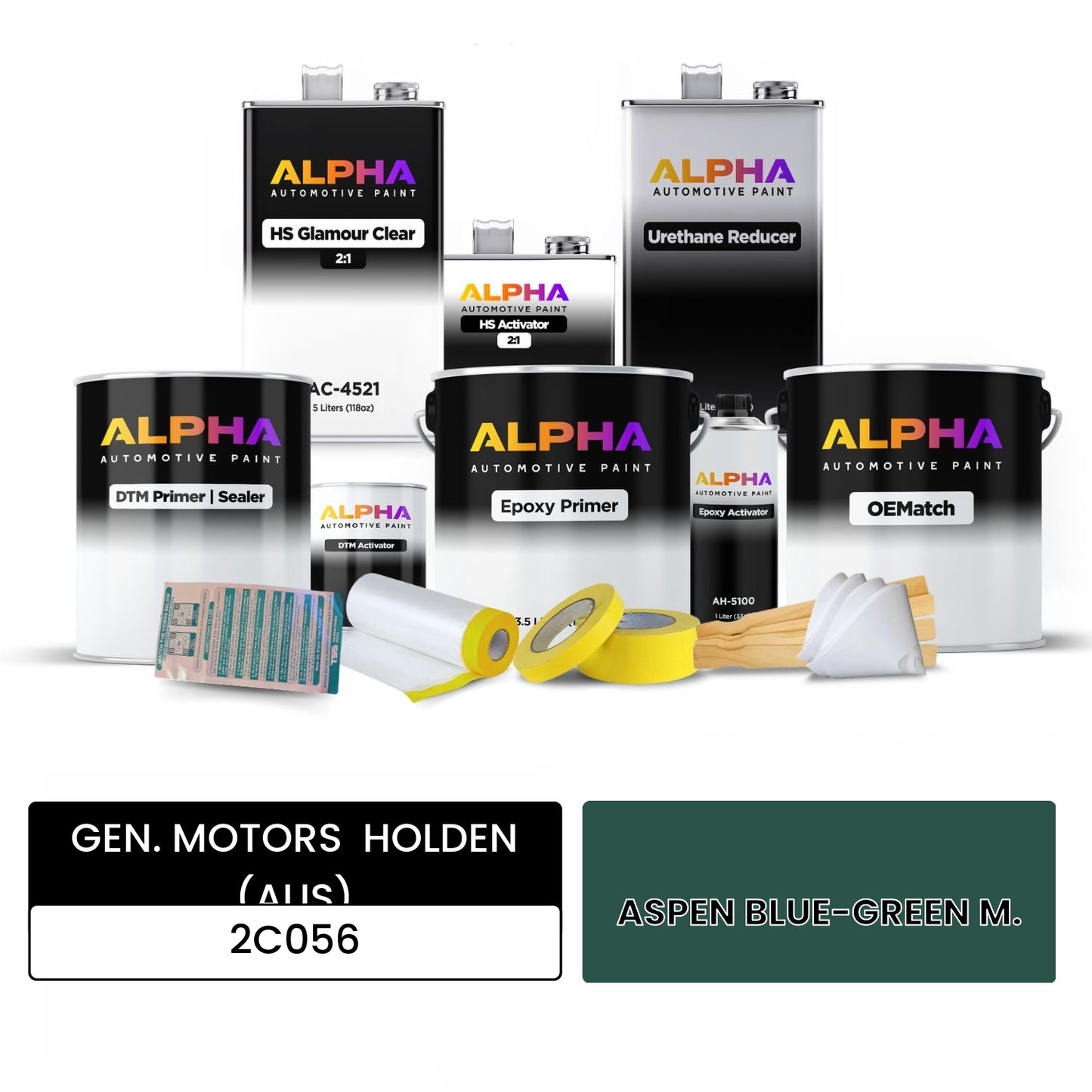 GEN. MOTORS HOLDEN (AUS) ASPEN BLUE-GREEN M. 2C056 OEMatch Vehicle Paint Kit