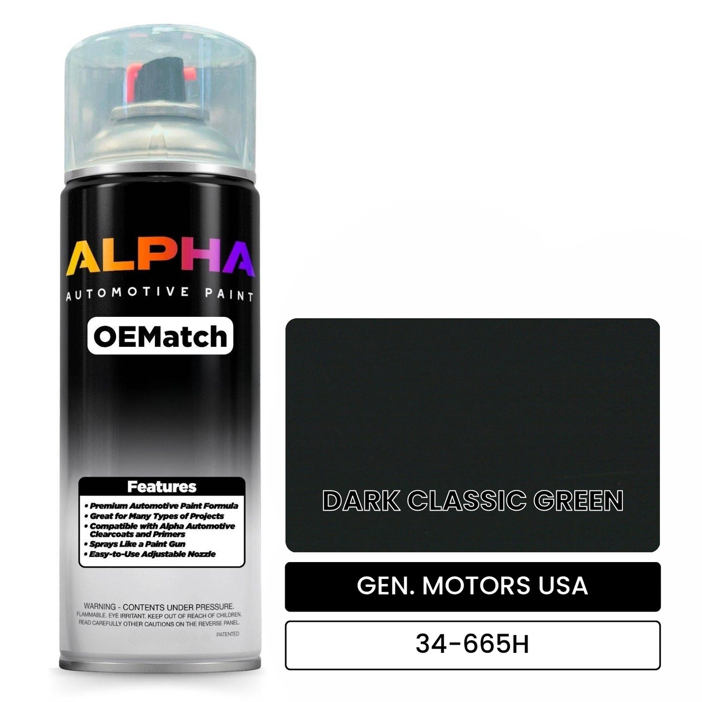 GEN. MOTORS USA DARK CLASSIC GREEN 34-665H OEMatch Spraycan