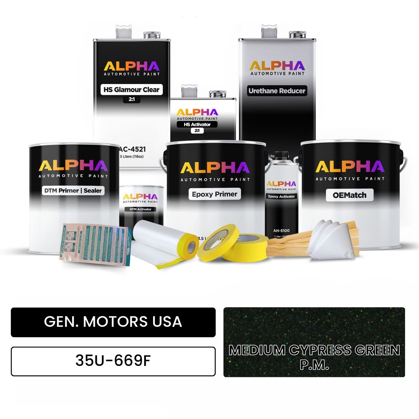 GEN. MOTORS USA MEDIUM CYPRESS GREEN P.M. 35U-669F OEMatch Vehicle Paint Kit