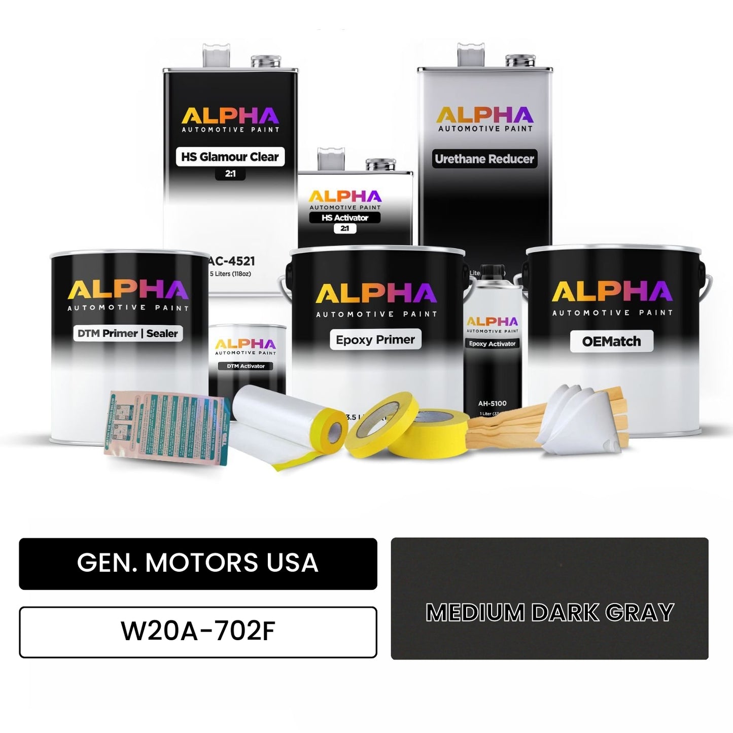 GEN. MOTORS USA MEDIUM DARK GRAY W20A-702F OEMatch Vehicle Paint Kit