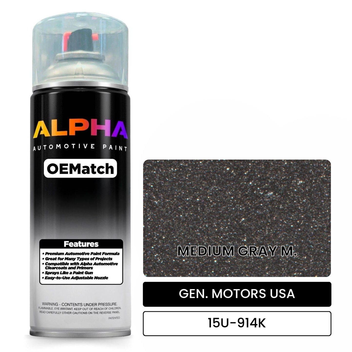 GEN. MOTORS USA MEDIUM GRAY M. 15U-914K OEMatch Spraycan