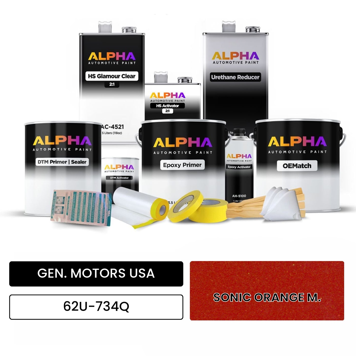 GEN. MOTORS USA SONIC ORANGE M. 62U-734Q OEMatch Vehicle Paint Kit