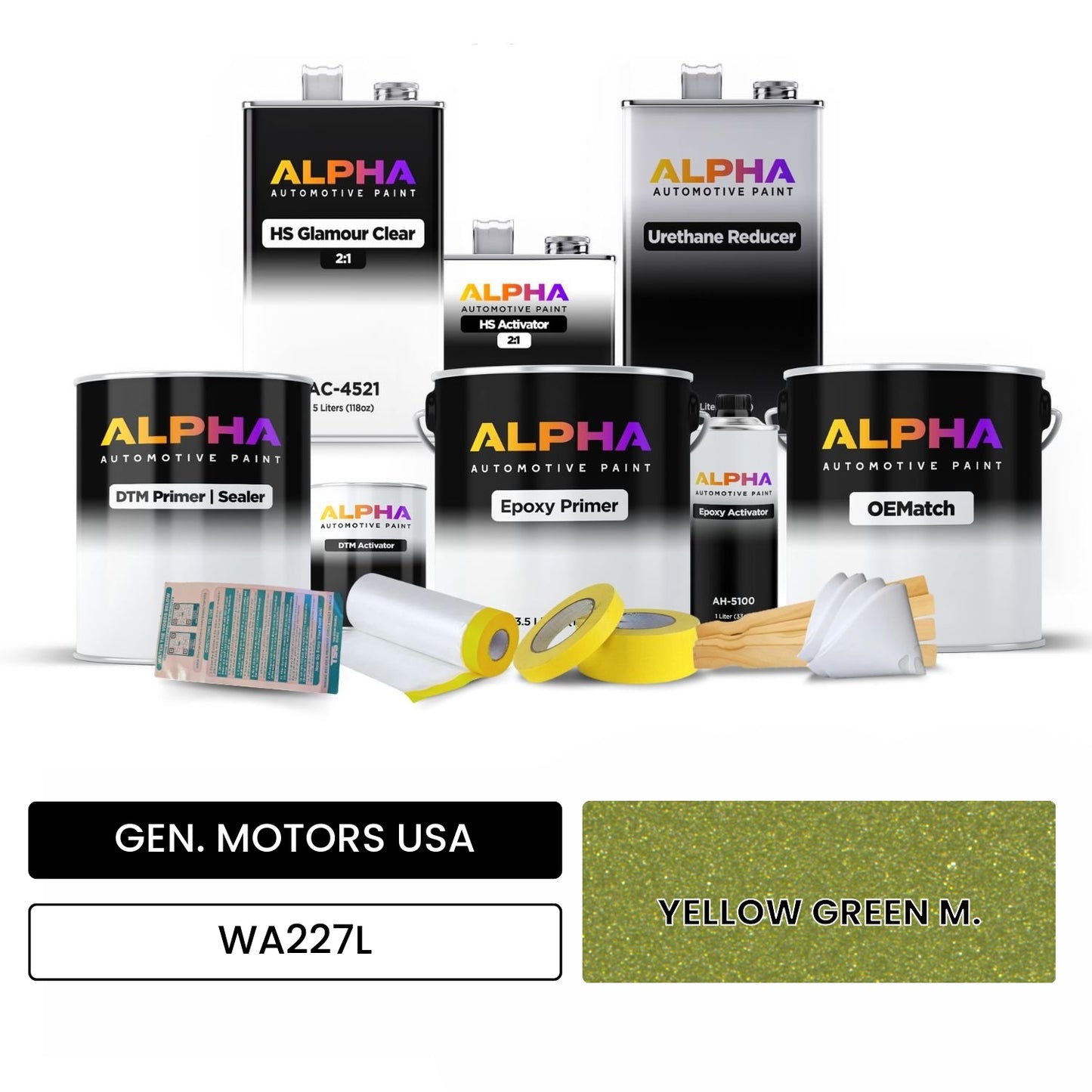 GEN. MOTORS USA YELLOW GREEN M. WA227L OEMatch Vehicle Paint Kit