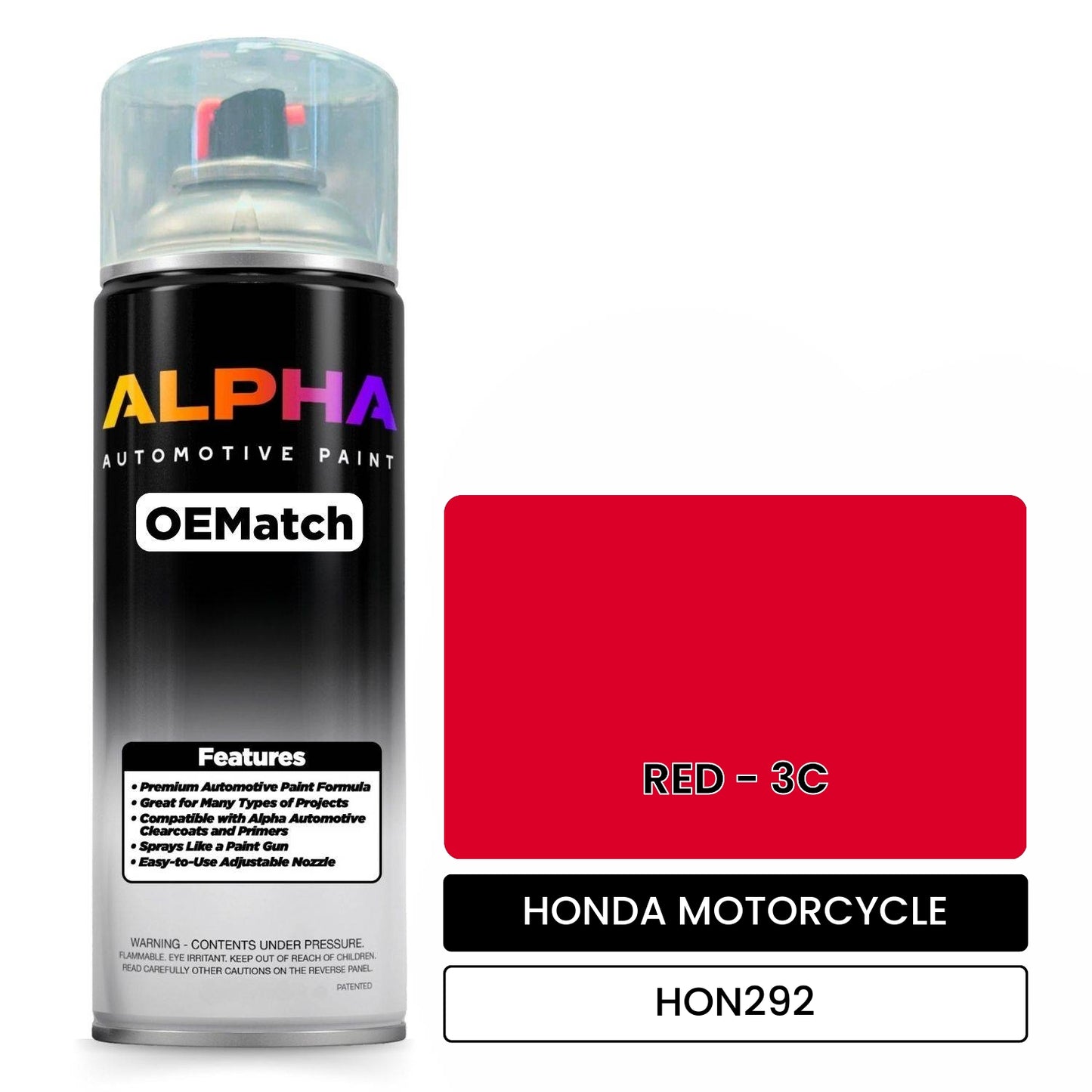 HONDA MOTORCYCLE RED - 3C HON292 OEMatch Spraycan