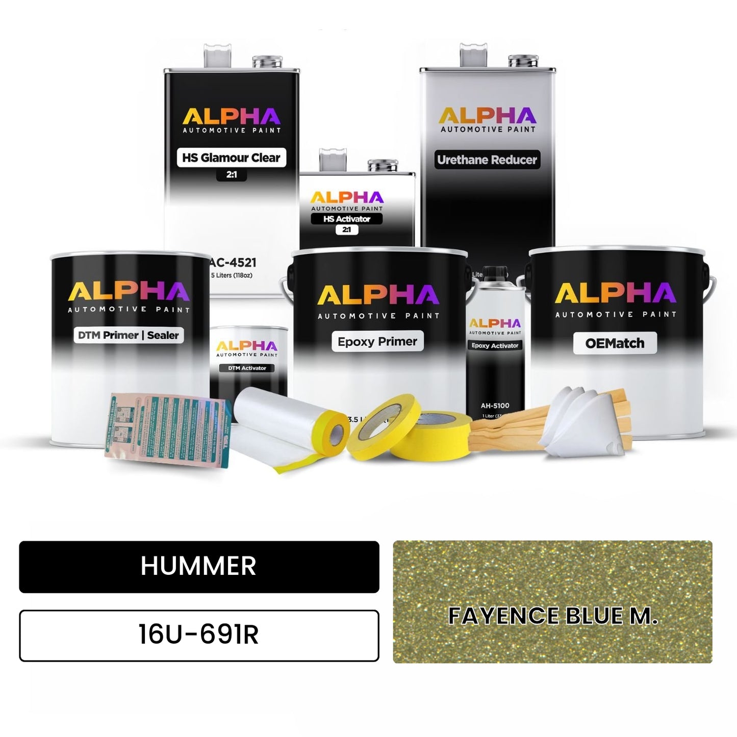 HUMMER FAYENCE BLUE M. 16U-691R OEMatch Vehicle Paint Kit