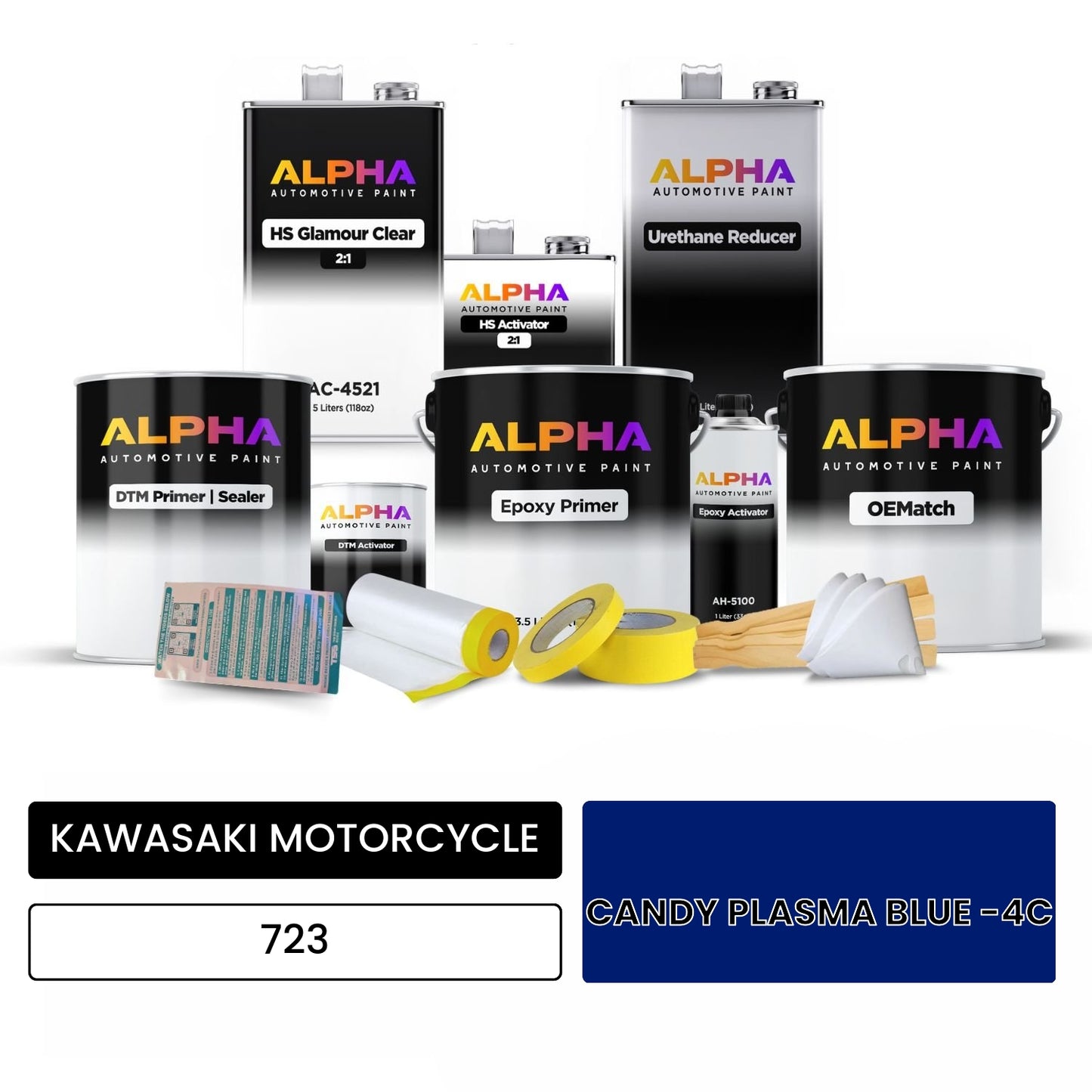 KAWASAKI MOTORCYCLE CANDY PLASMA BLUE -4C 723 OEMatch Vehicle Paint Kit