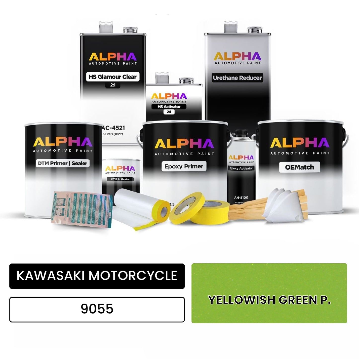 KAWASAKI MOTORCYCLE YELLOWISH GREEN P. 9055 OEMatch Vehicle Paint Kit