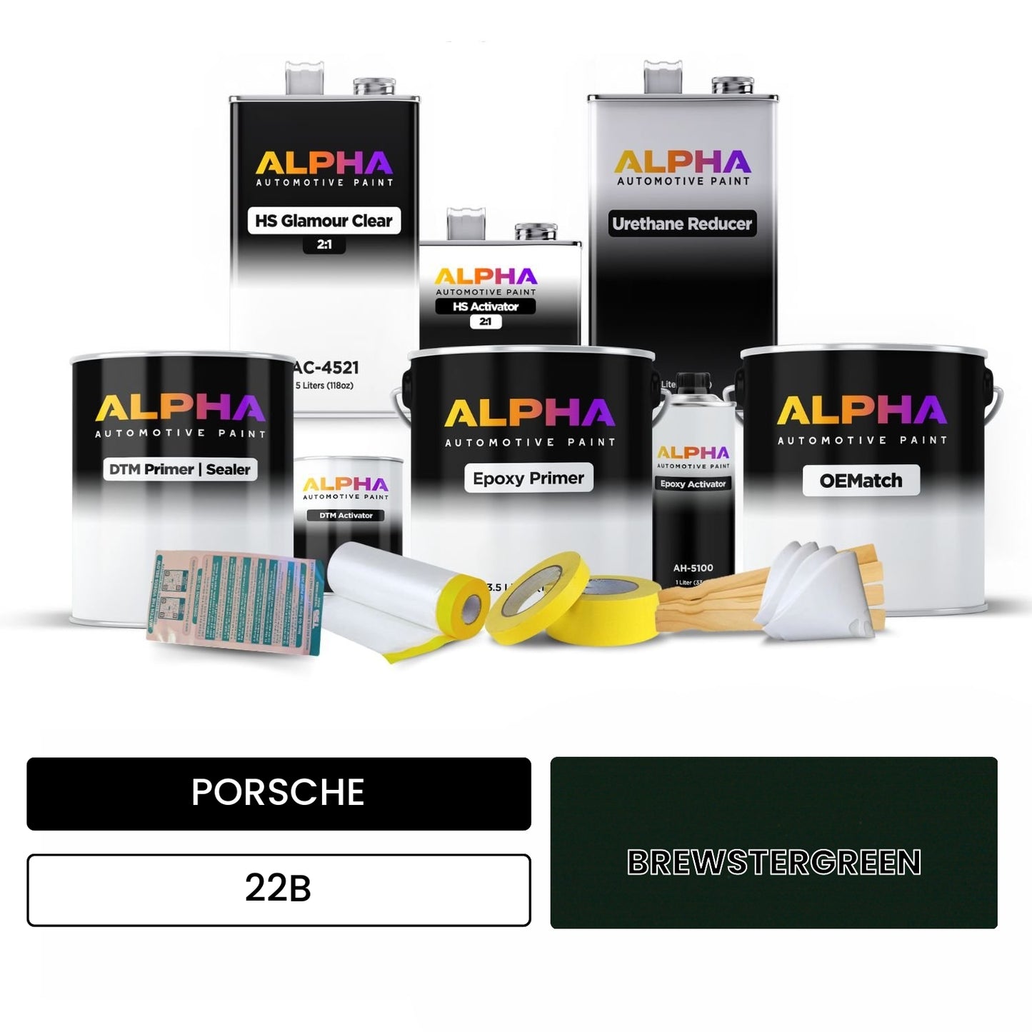 PORSCHE Brewster Green 22B OEMatch Vehicle Paint Kit