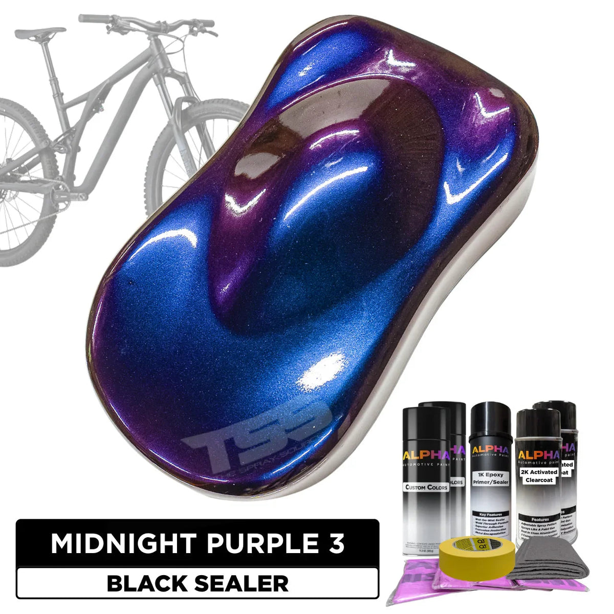 Midnight Purple 3 Alpha Custom Color Bike Paint Kit