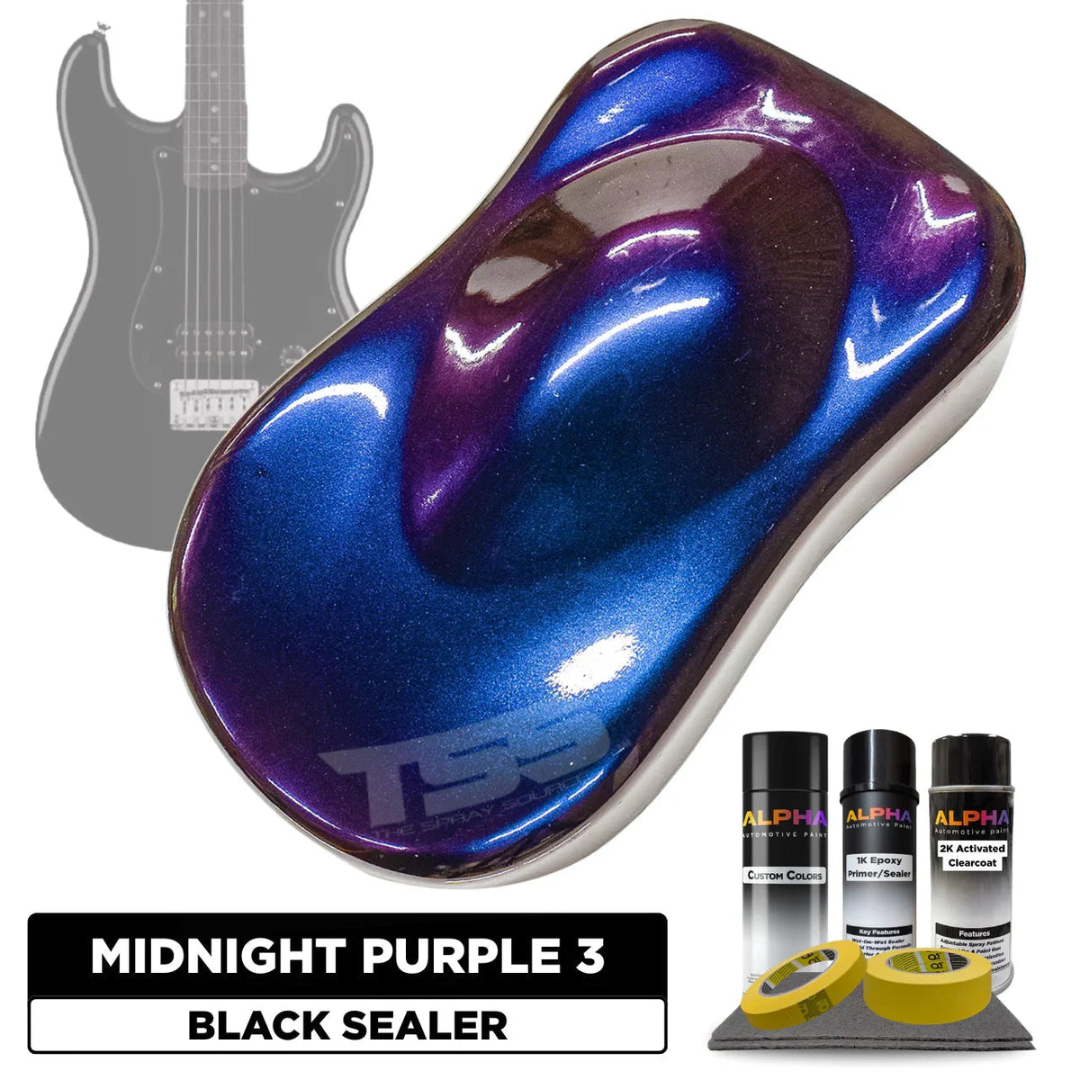 Midnight Purple 3 Alpha Custom Color Guitar Paint Kit