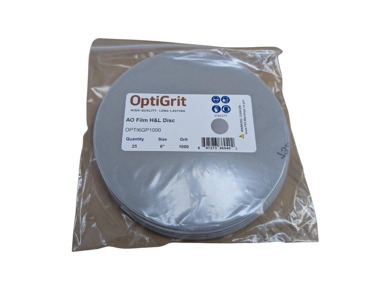 OptiGrit 6" Film Sandpaper Disc P1500 - 25/pk