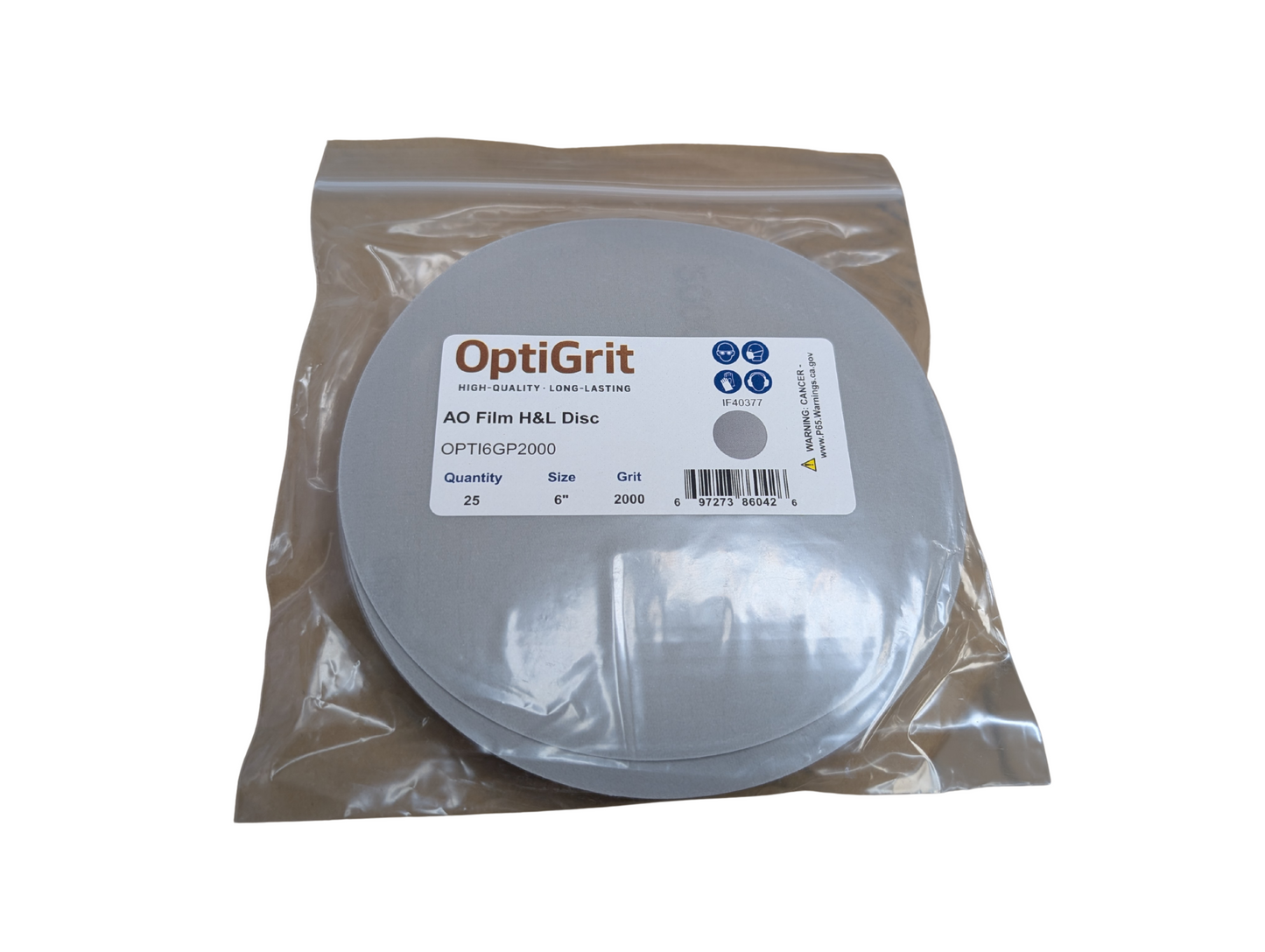 OptiGrit 6" Film Sandpaper Disc P2000 - 25/pk