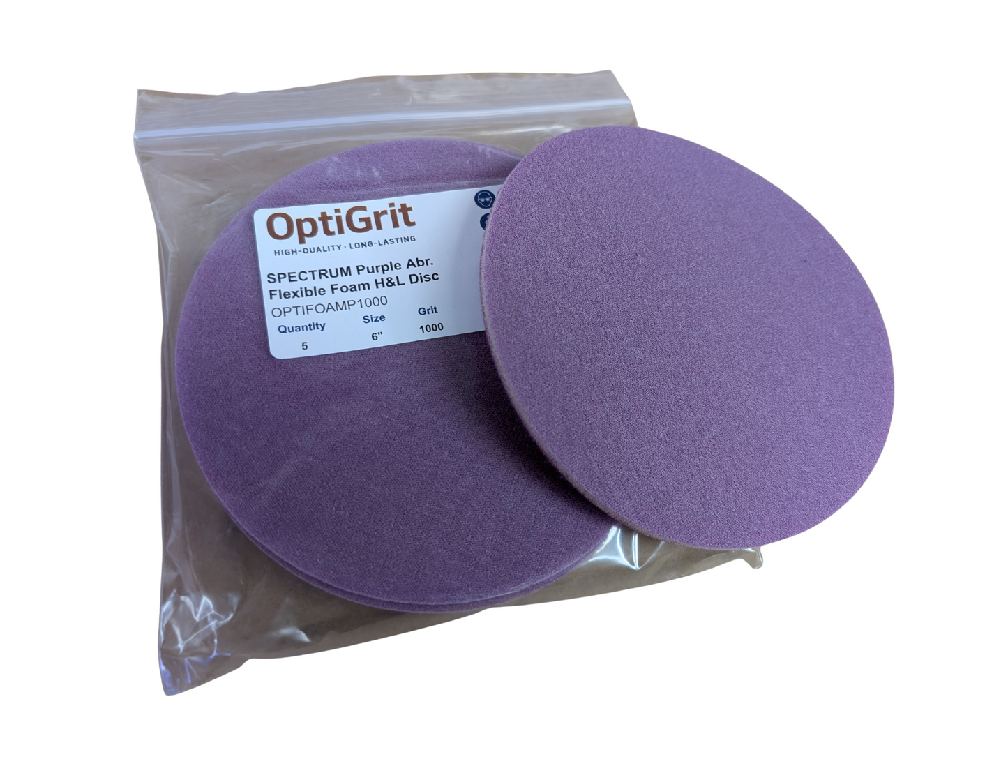 OptiFoam 6" P1000 Purple Flexible Foam H&L Disc - 5 Pack
