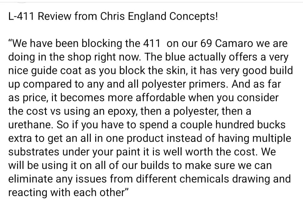 High Build DTM Epoxy Primer L411 | Linear Blocking Tools