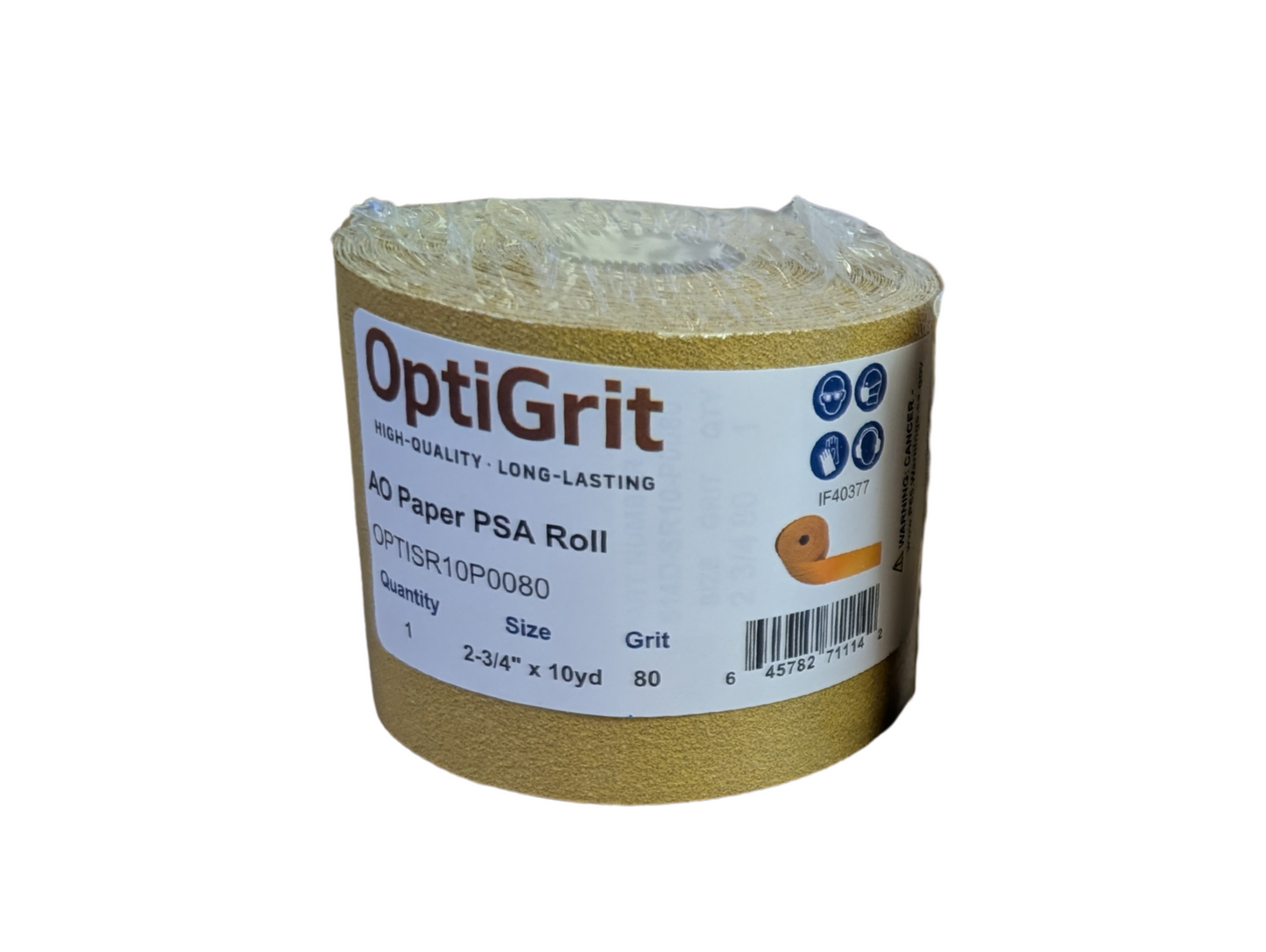 OptiGrit PSA Roll Sandpaper - 80 Grit Aluminum Oxide 2-3/4" x 10 yards