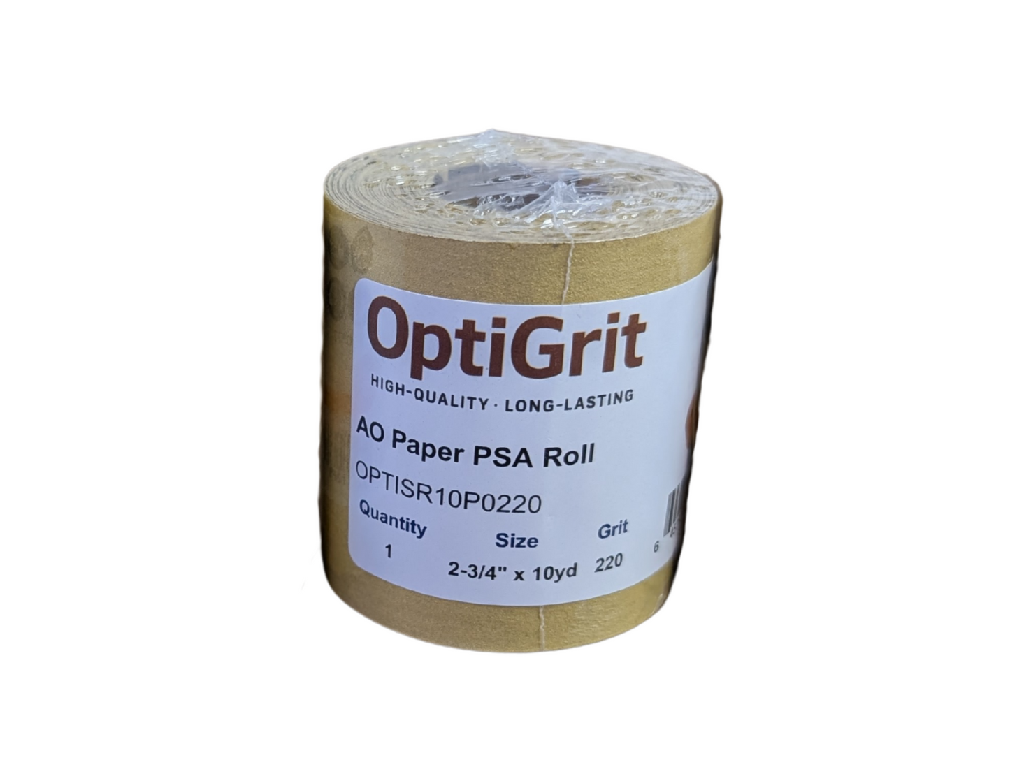 OptiGrit PSA Roll Sandpaper - 220 Grit Aluminum Oxide 2-3/4" x 10 yards