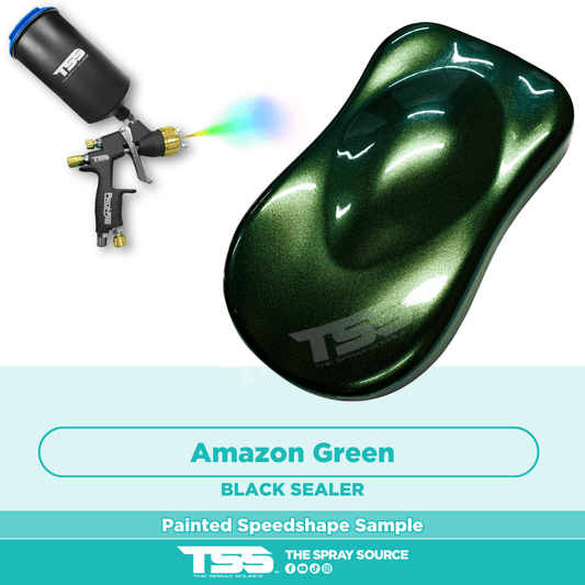 Amazon Green Pre-Sprayed Speedshape Paint Sample (Black Ground Coat) - The Spray Source - Alpha Pigments