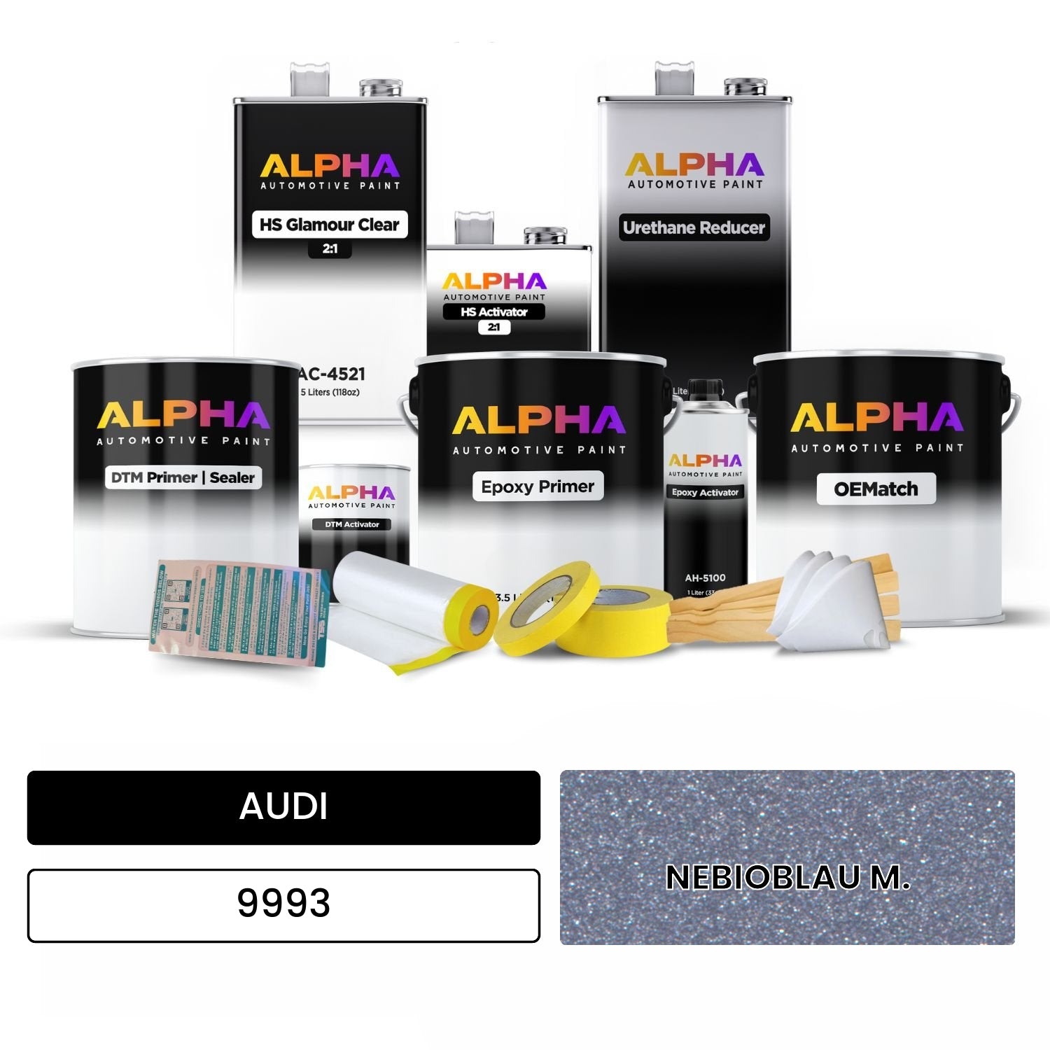 AUDI Nebio Blue Metallic 9993 OEMatch Vehicle Paint Kit