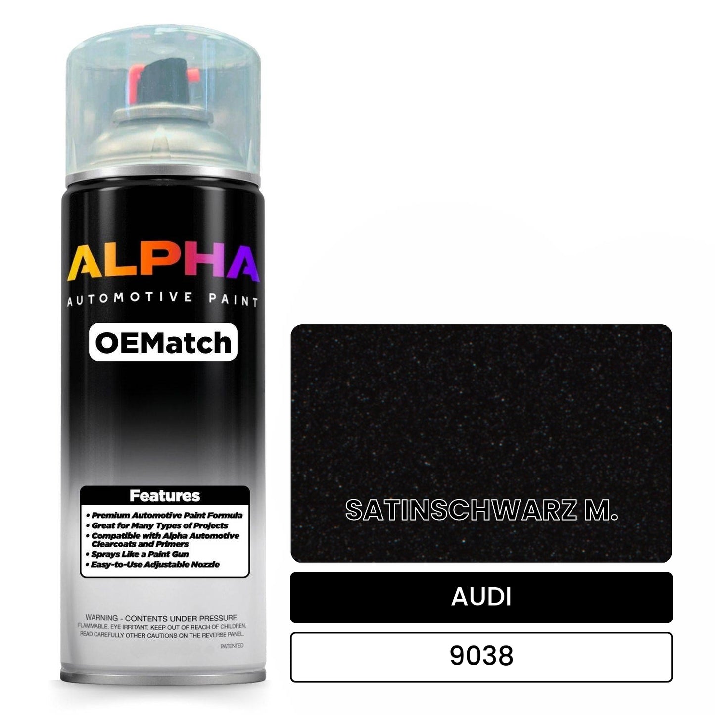 AUDI Satin Black Metallic 9038 OEMatch Spraycan