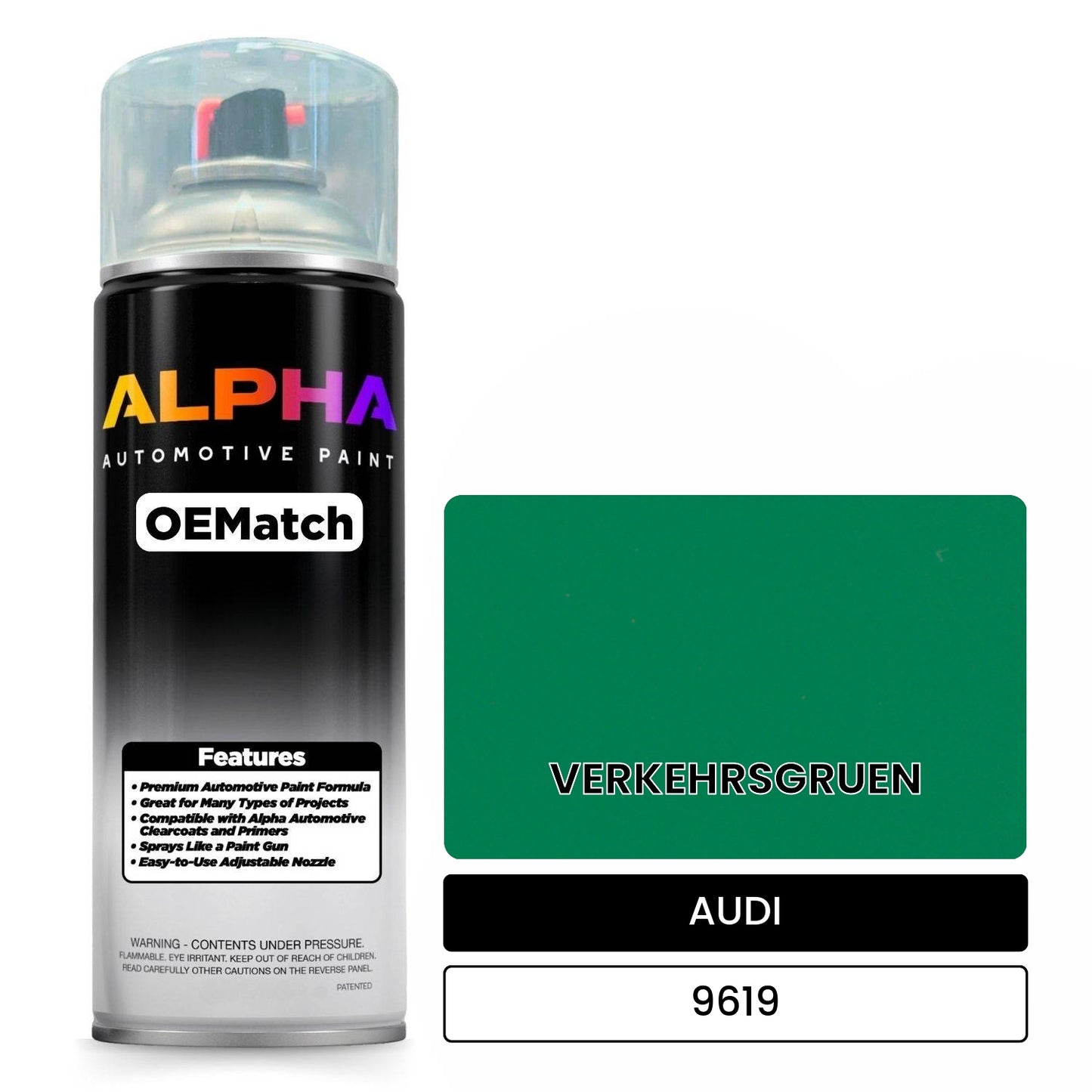AUDI Traffic Green 9619 OEMatch Spraycan