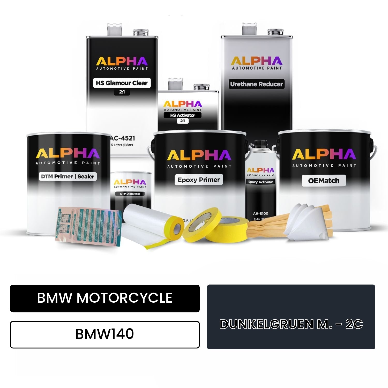BMW MOTORCYCLE DUNKELGRUEN M. - 2C BMW140 OEMatch Vehicle Paint Kit