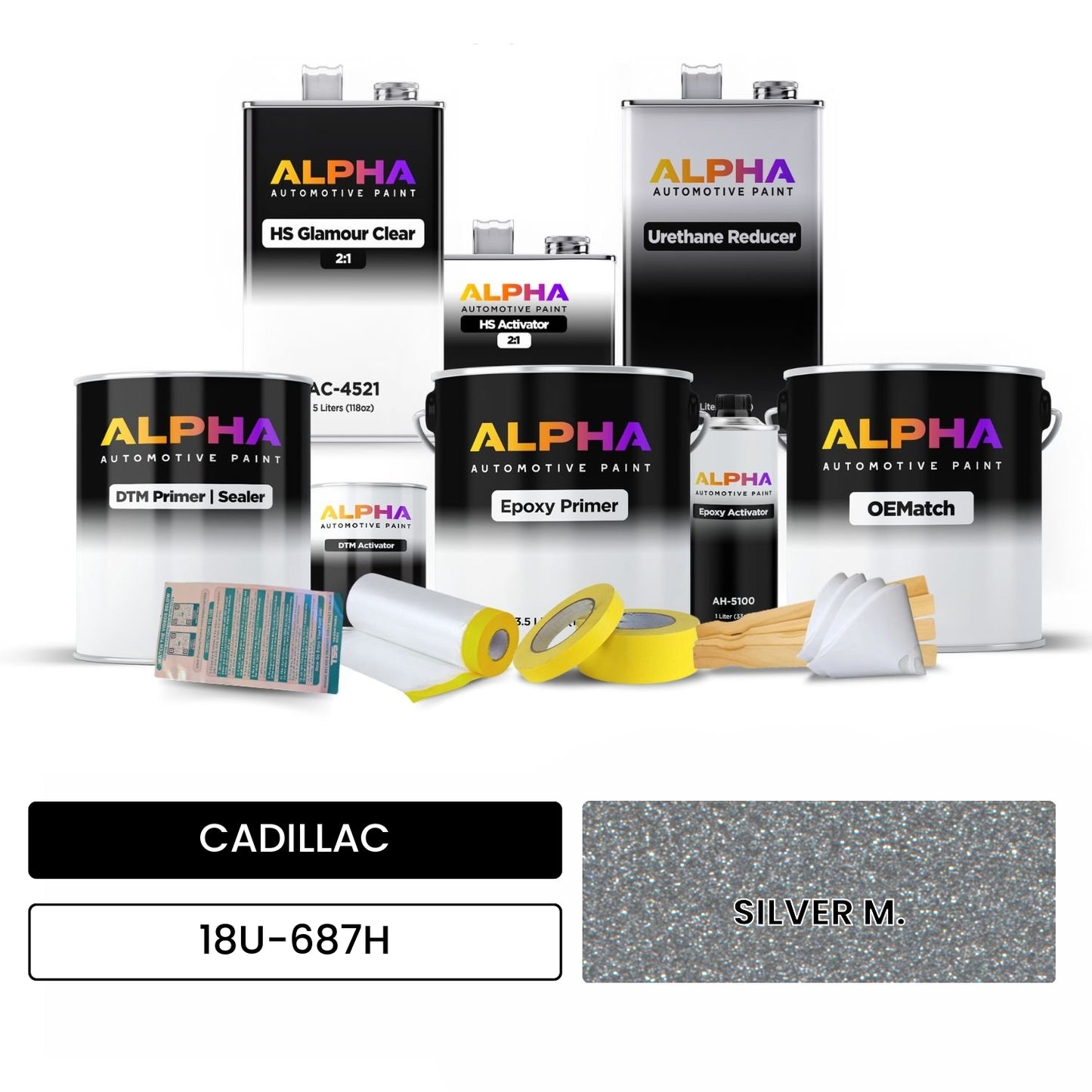 CADILLAC SILVER M. 18U-687H OEMatch Vehicle Paint Kit