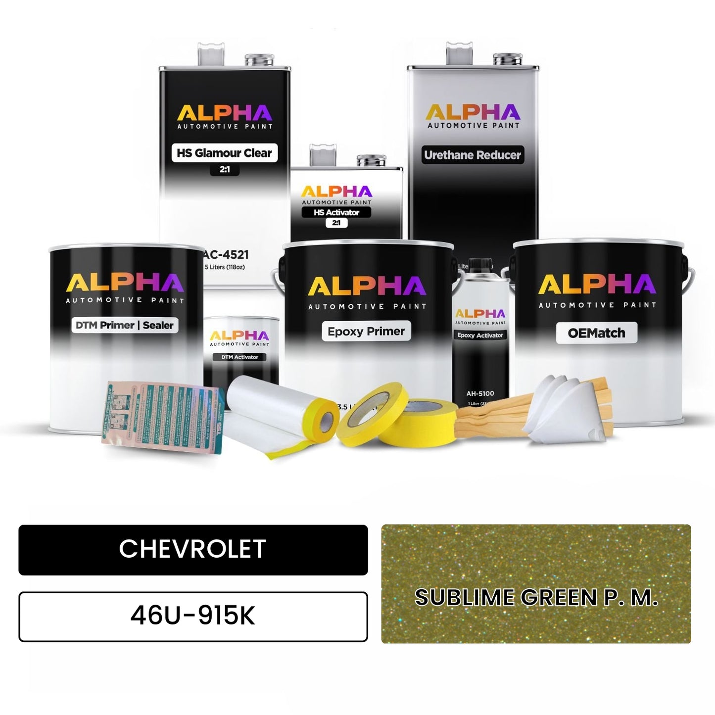 CHEVROLET SUBLIME GREEN P. M. 46U-915K OEMatch Vehicle Paint Kit