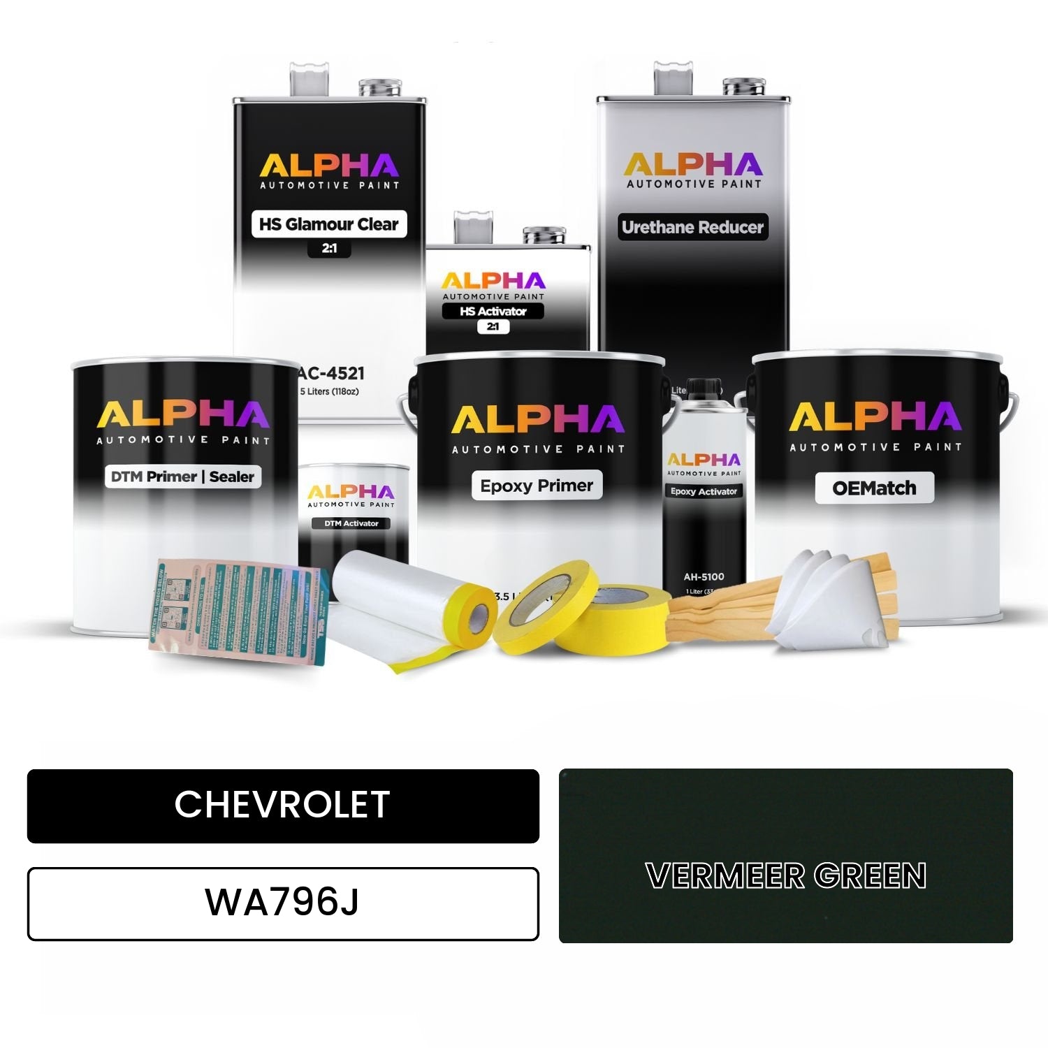 CHEVROLET VERMEER GREEN WA796J OEMatch Vehicle Paint Kit