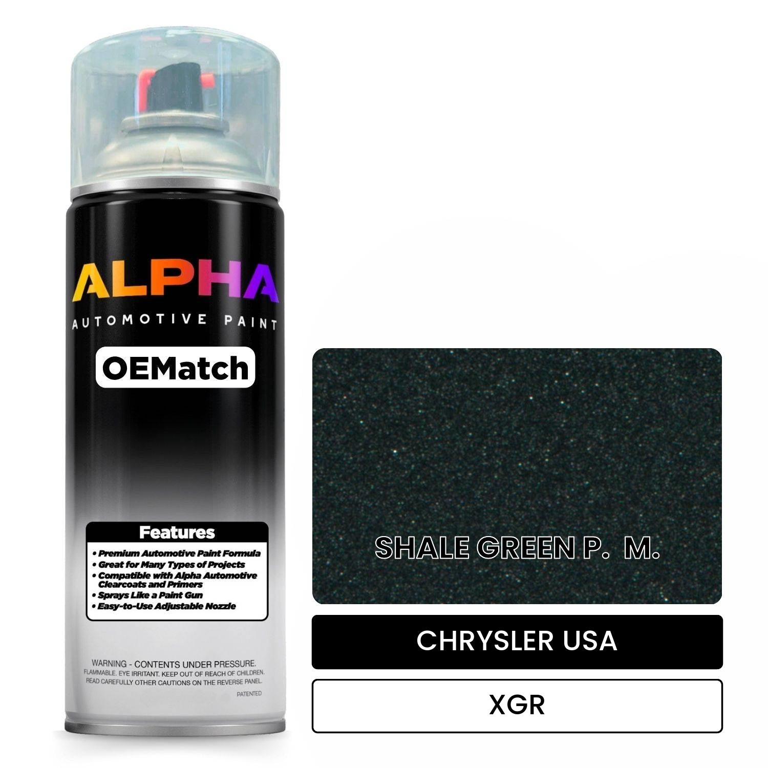 CHRYSLER USA SHALE GREEN P.  M. XGR OEMatch Spraycan