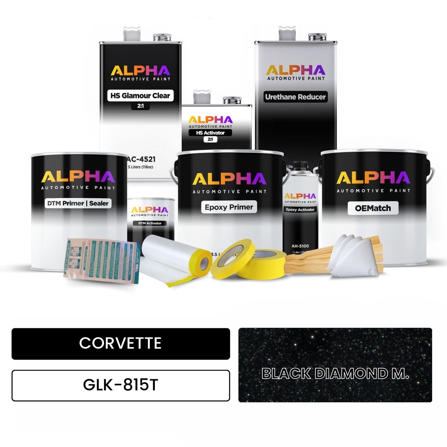 CORVETTE BLACK DIAMOND M. GLK-815T OEMatch Vehicle Paint Kit