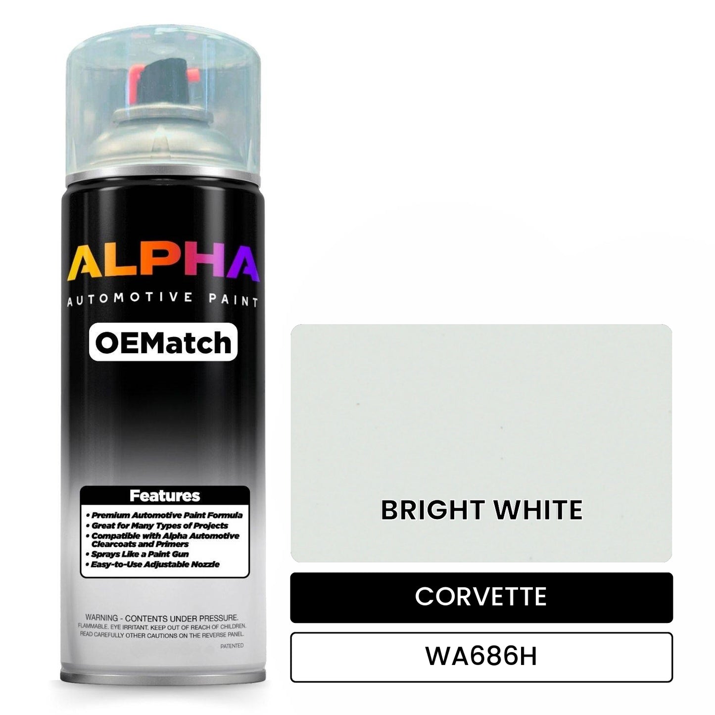 CORVETTE BRIGHT WHITE WA686H OEMatch Spraycan