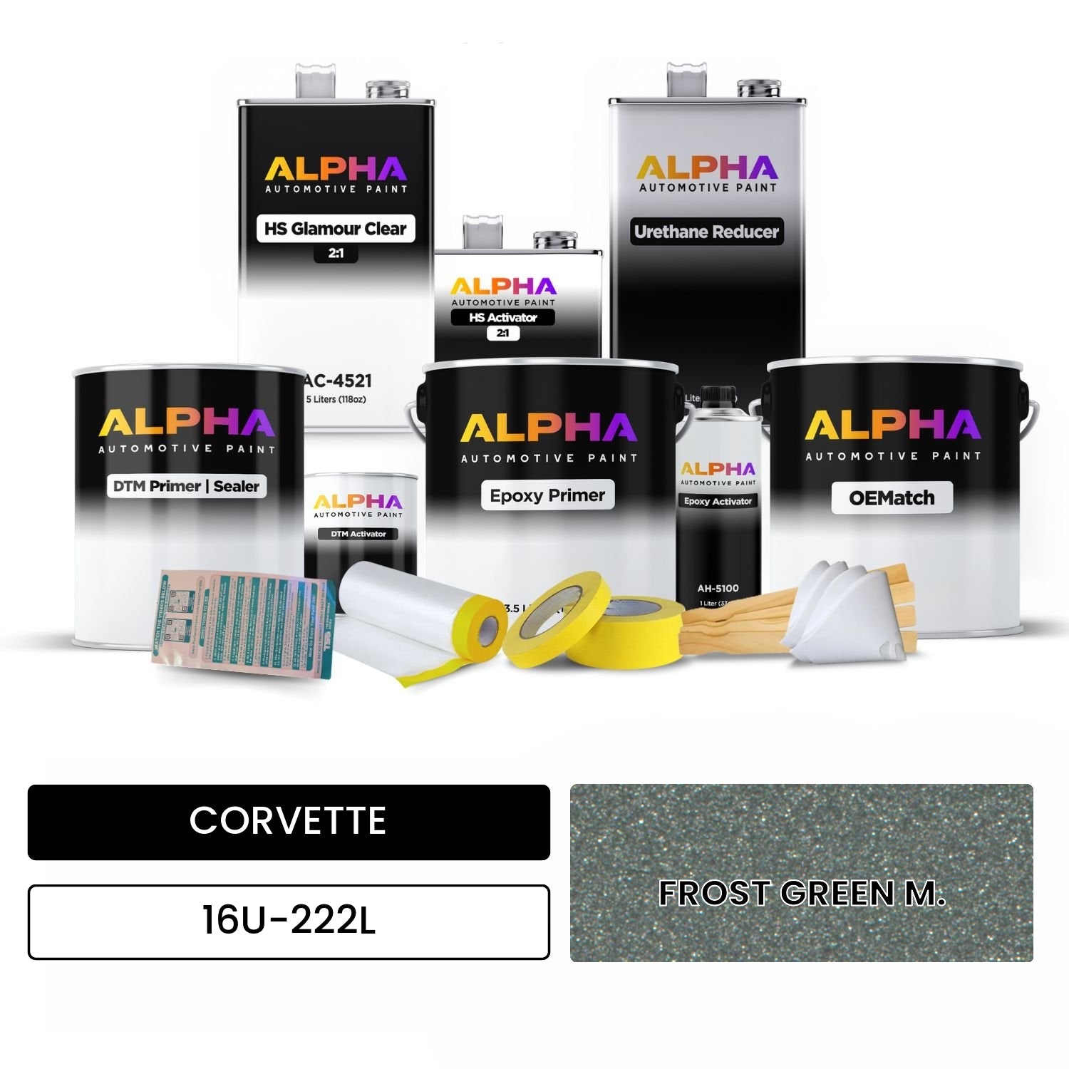 CORVETTE FROST GREEN M. 16U-222L OEMatch Vehicle Paint Kit