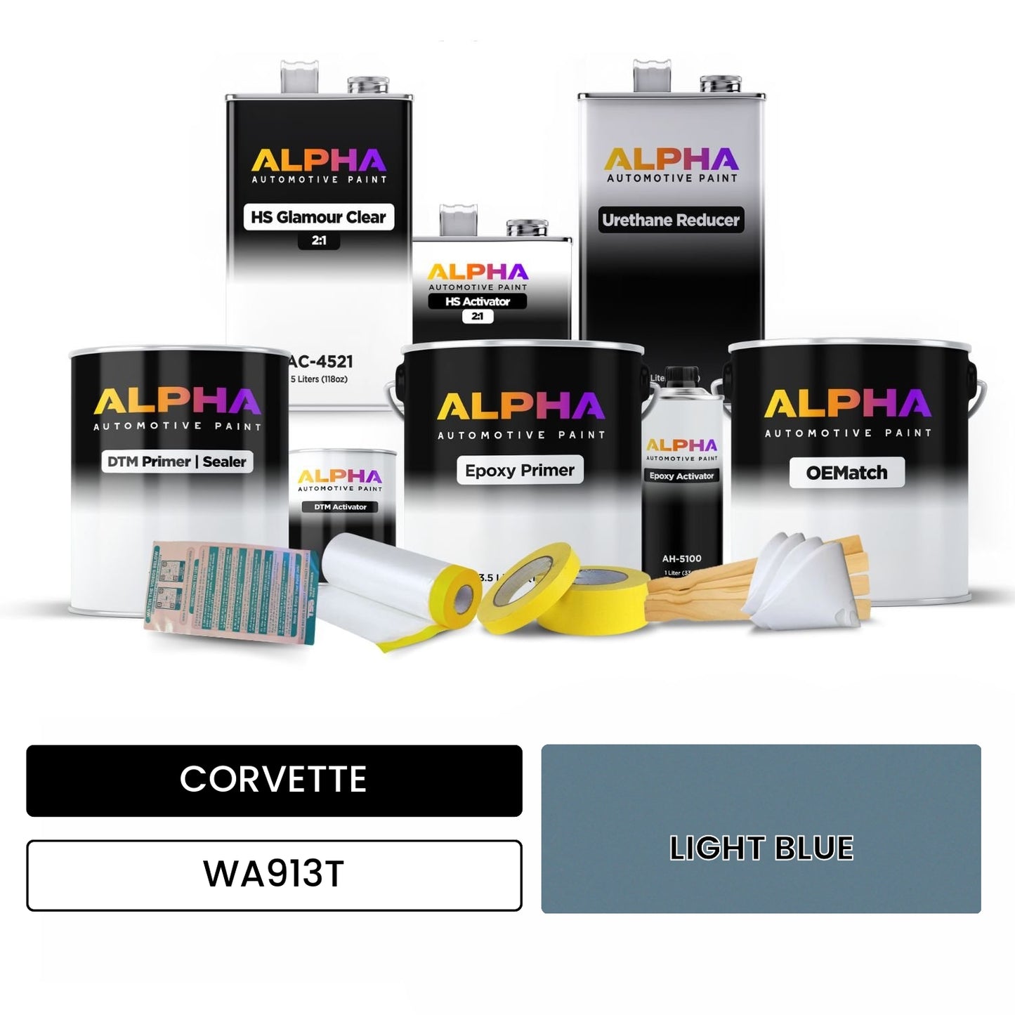 CORVETTE LIGHT BLUE WA913T OEMatch Vehicle Paint Kit