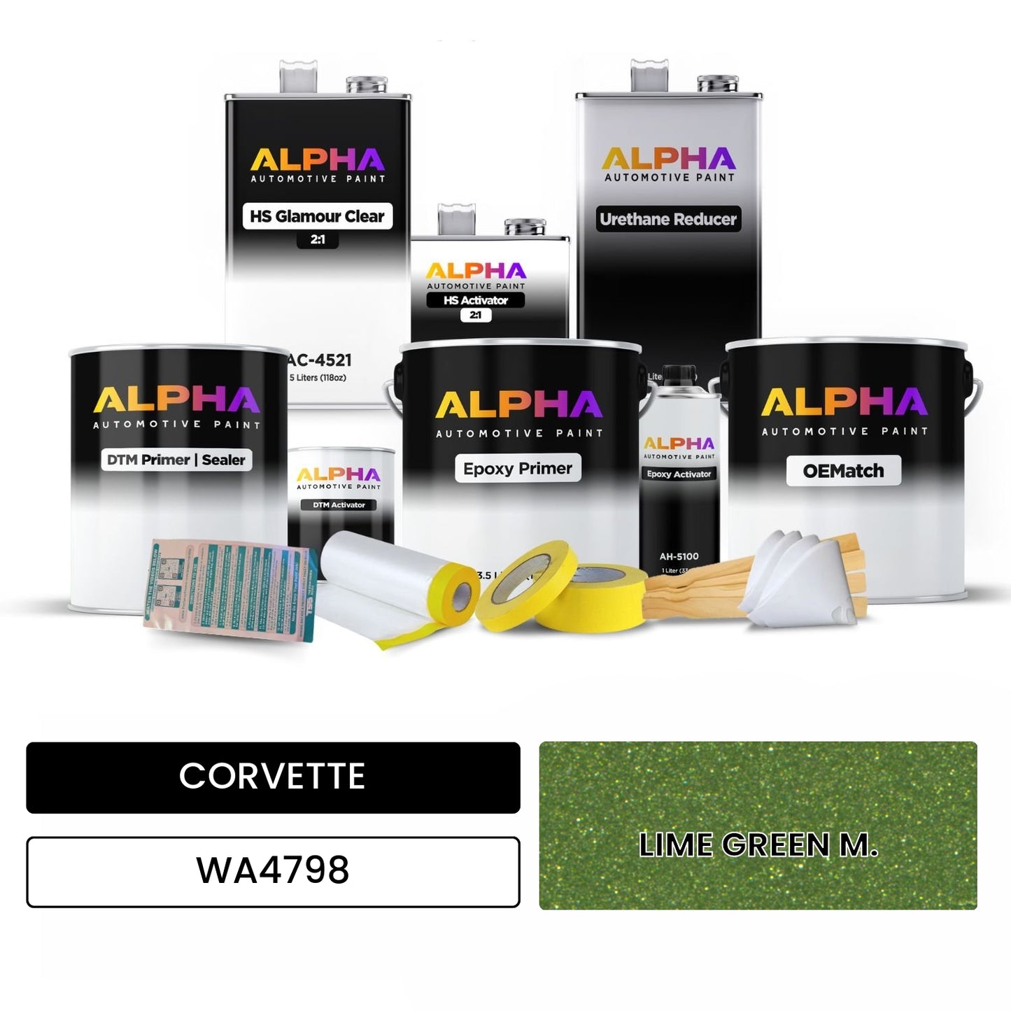CORVETTE LIME GREEN M. WA4798 OEMatch Vehicle Paint Kit