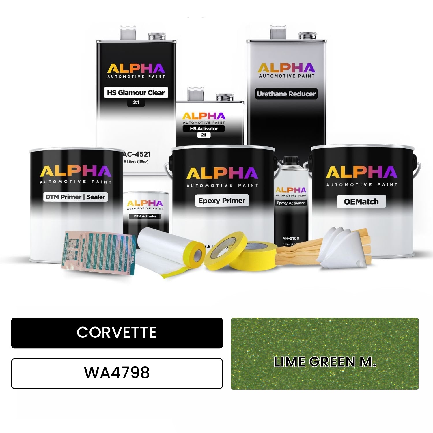 CORVETTE LIME GREEN M. WA4798 OEMatch Vehicle Paint Kit