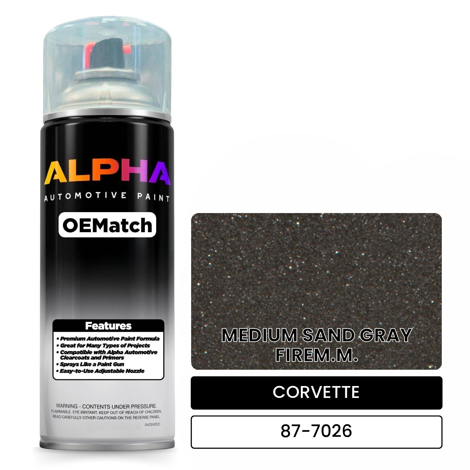 CORVETTE MEDIUM SAND GRAY FIREM.M. 87-7026 OEMatch Spraycan
