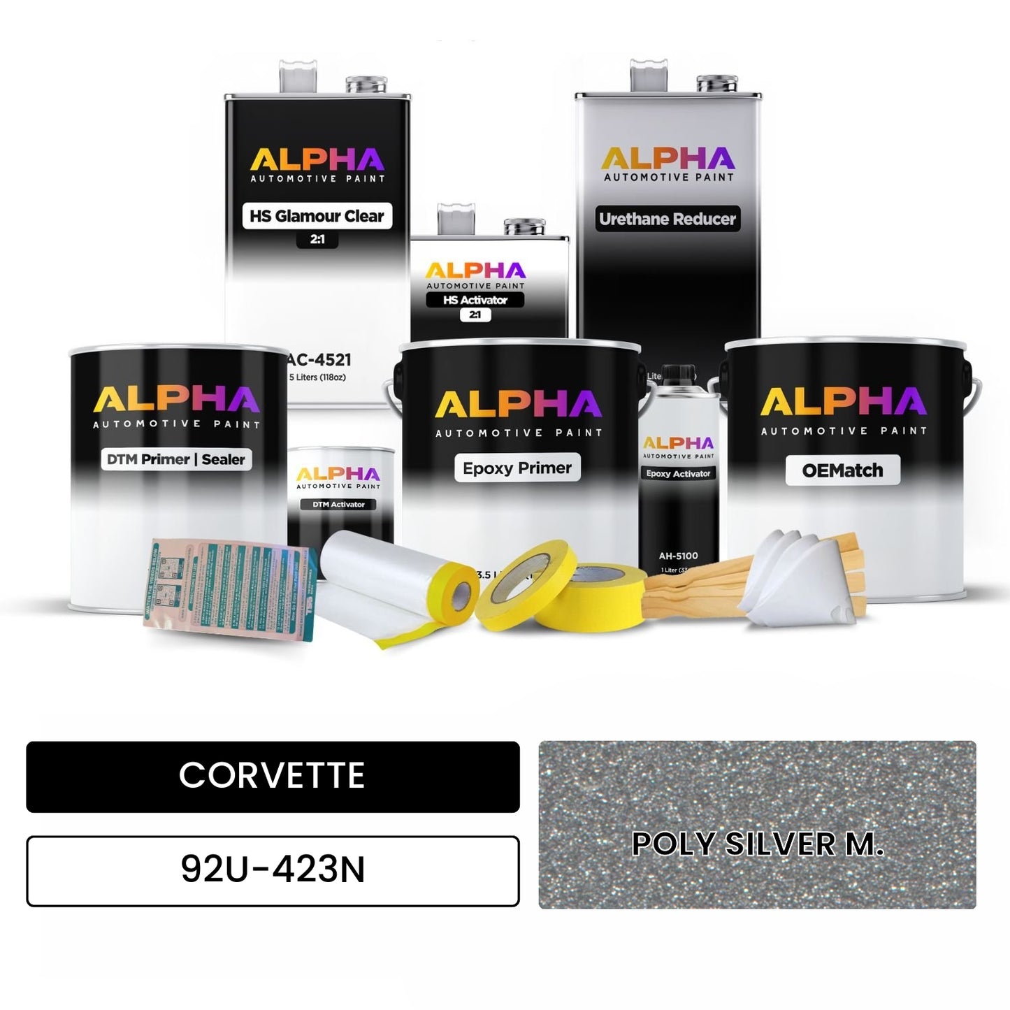 CORVETTE POLY SILVER M. 92U-423N OEMatch Vehicle Paint Kit