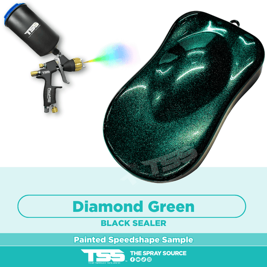 Diamond Green Pre-Sprayed Speedshape Paint Sample (Black Ground Coat) - The Spray Source - Alpha Pigments