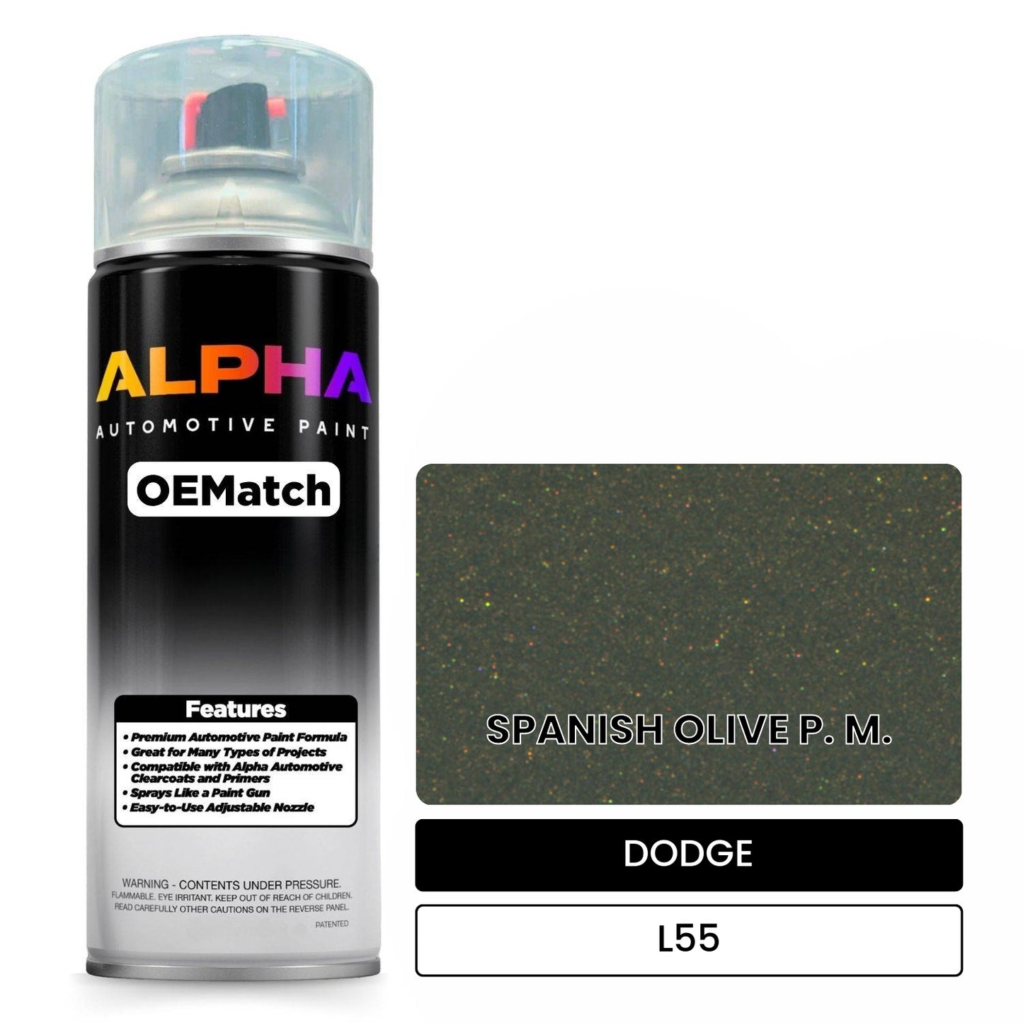 DODGE SPANISH OLIVE P. M. L55 OEMatch Spraycan