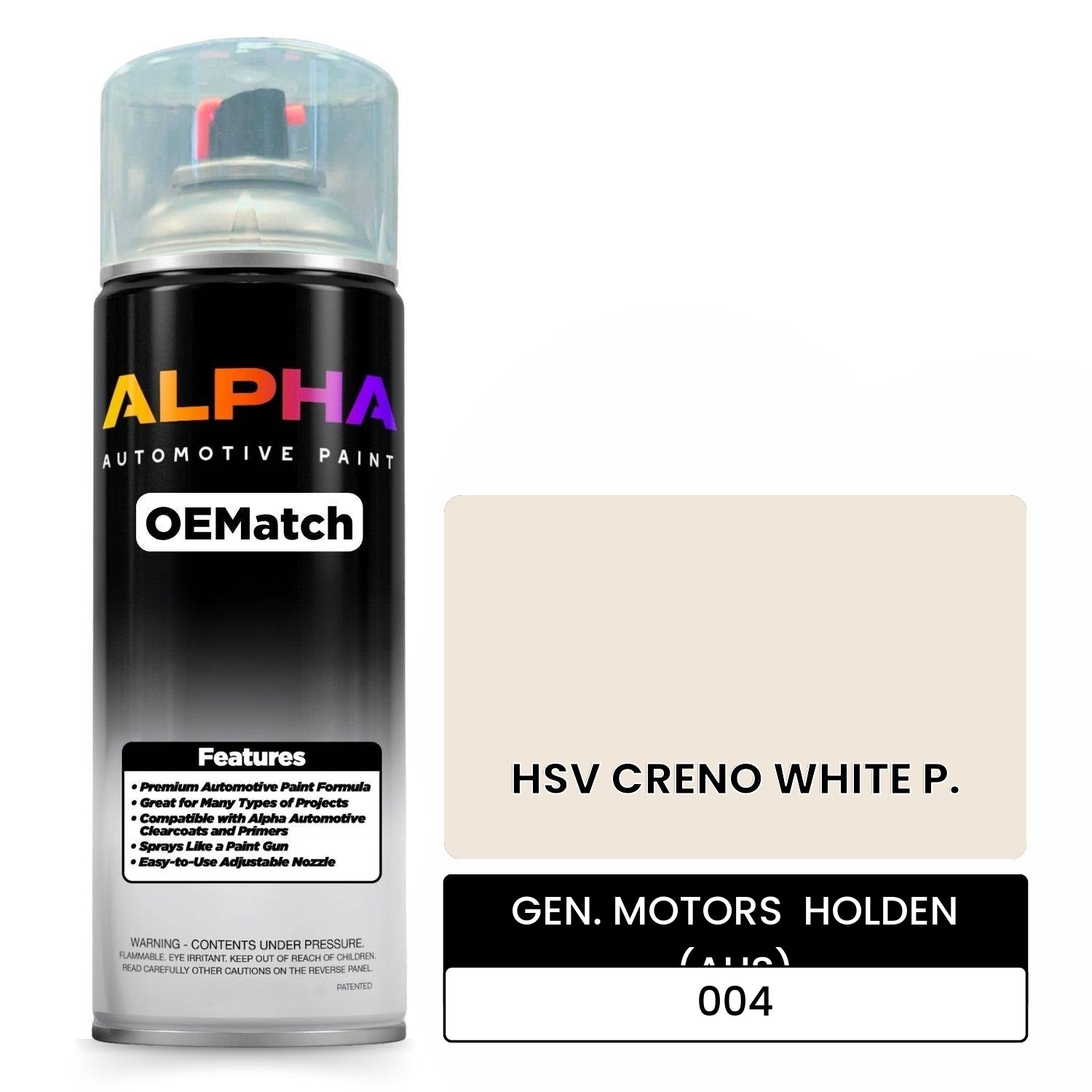 GEN. MOTORS  HOLDEN (AUS) HSV CRENO WHITE P. 004 OEMatch Spraycan