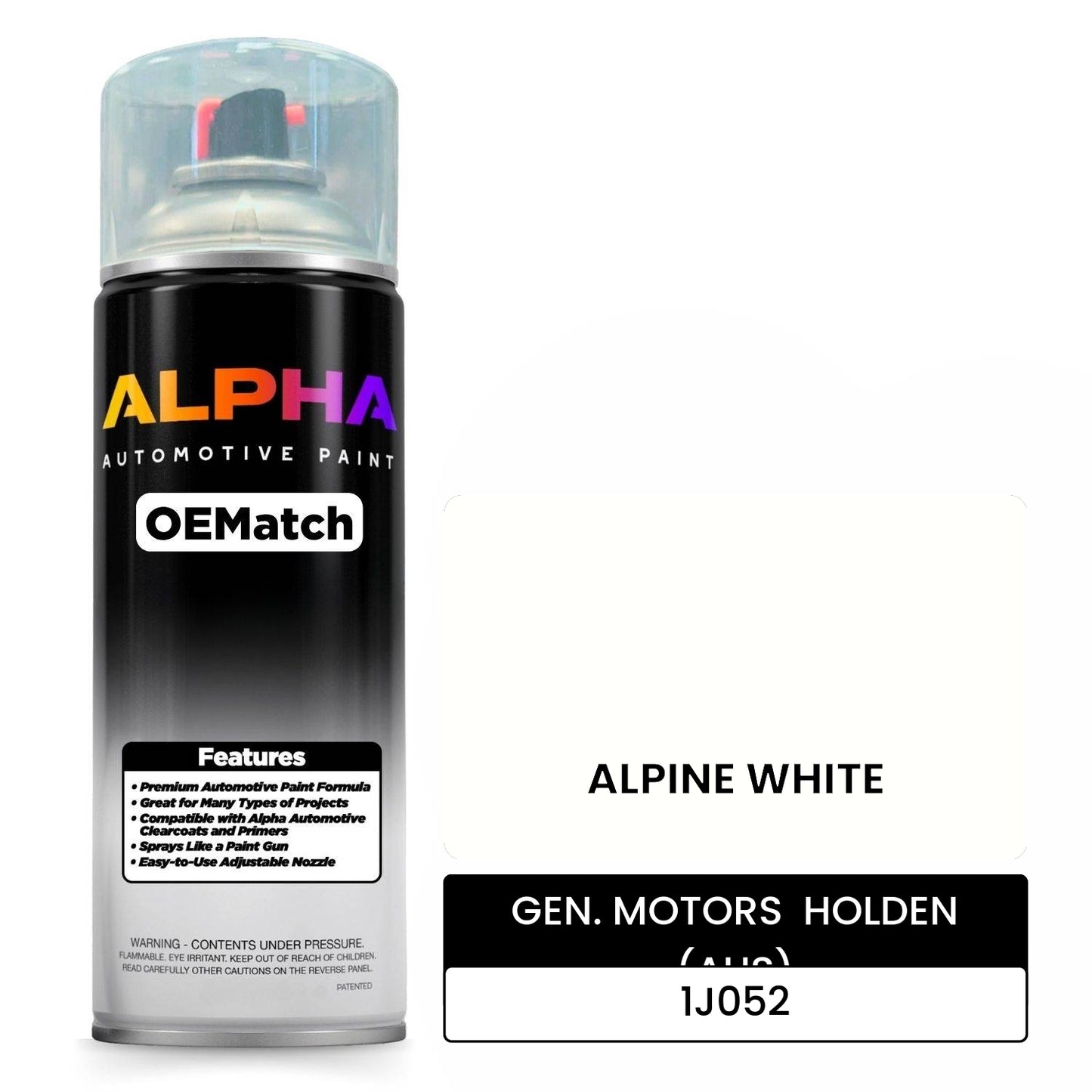 GEN. MOTORS  HOLDEN (AUS) ALPINE WHITE 1J052 OEMatch Spraycan