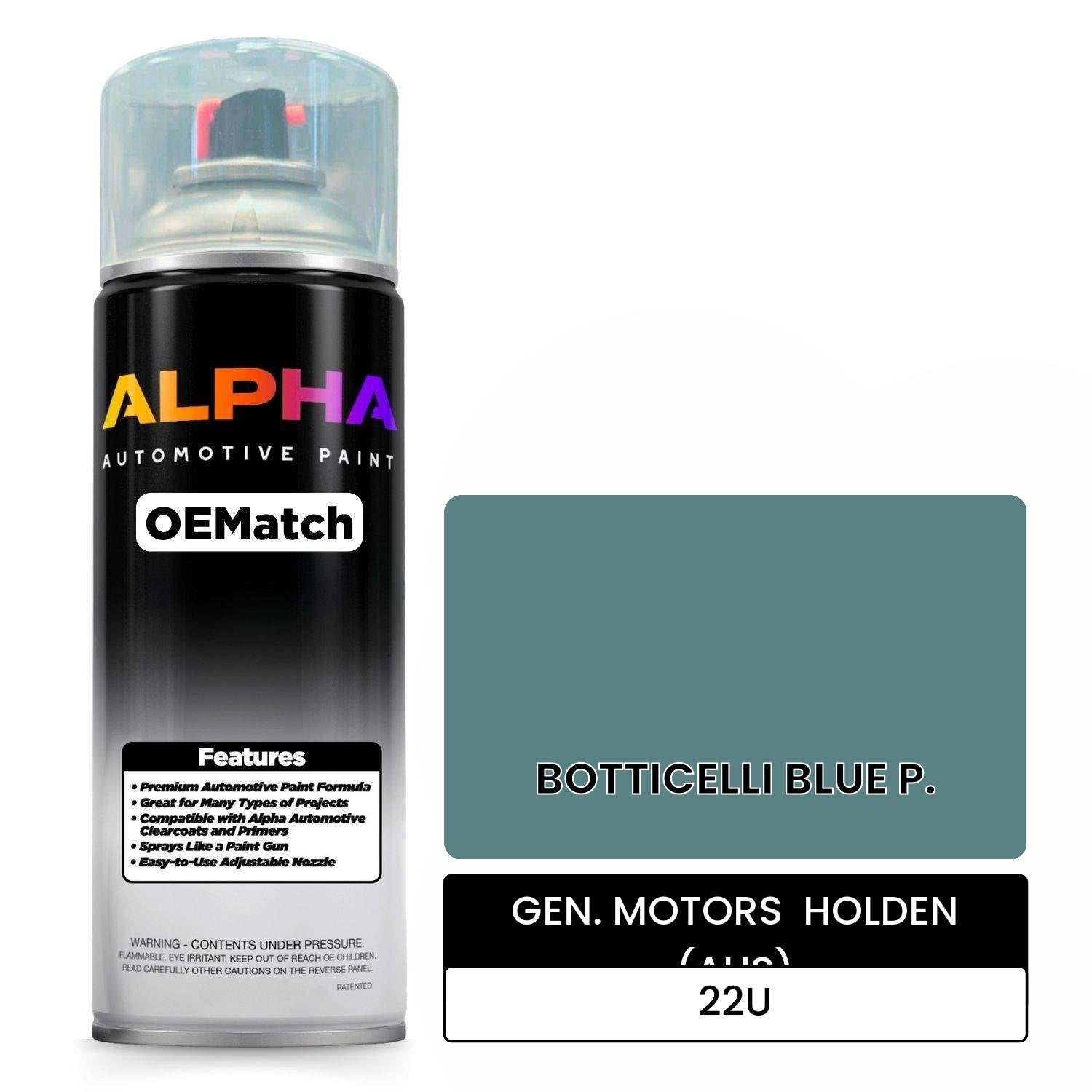 GEN. MOTORS  HOLDEN (AUS) BOTTICELLI BLUE P. 22U OEMatch Spraycan